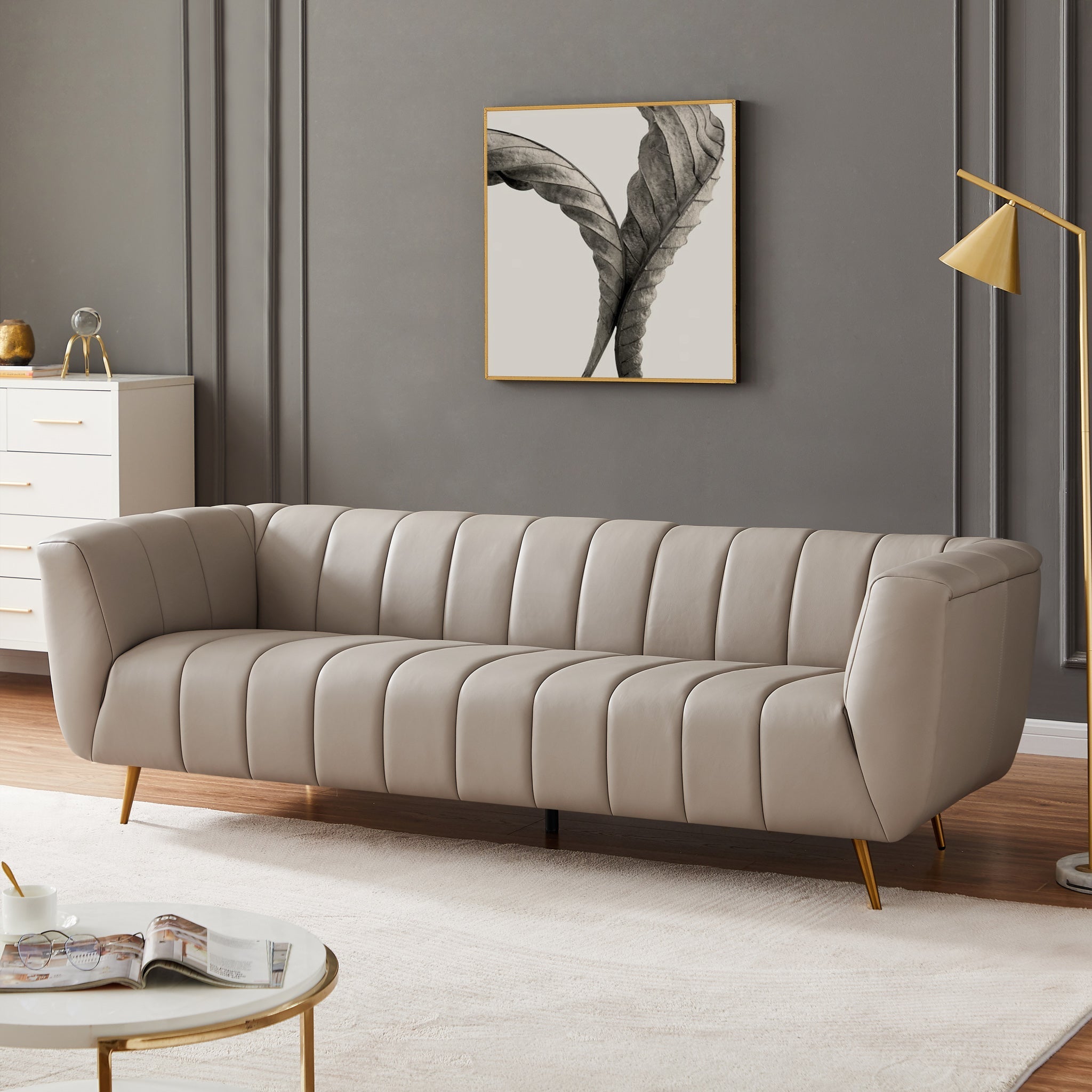 Clodine Sofa Grey Leather