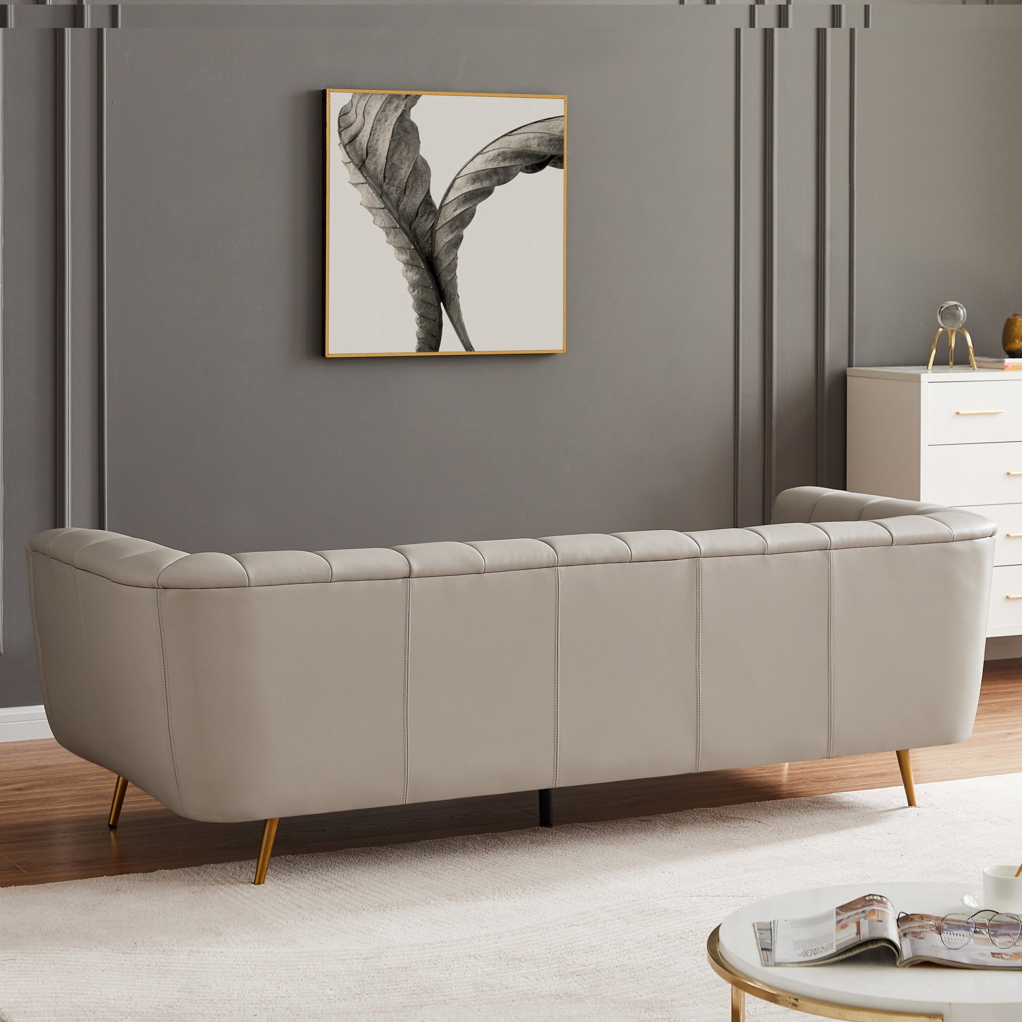 Clodine Sofa Grey Leather