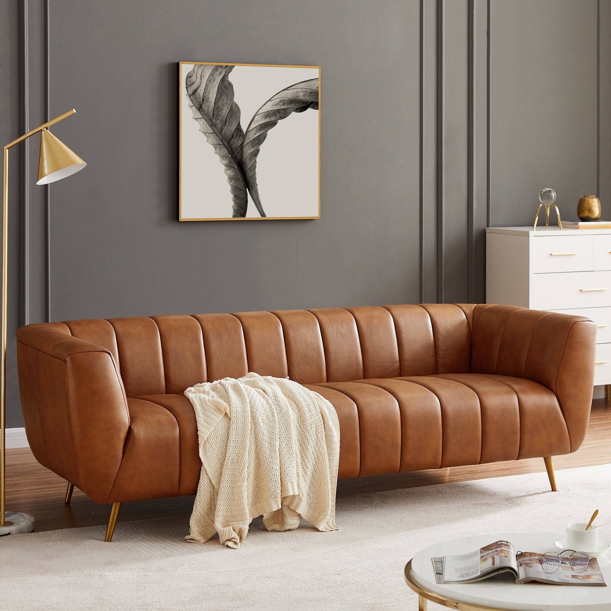 Clodine Sofa Cognac Leather