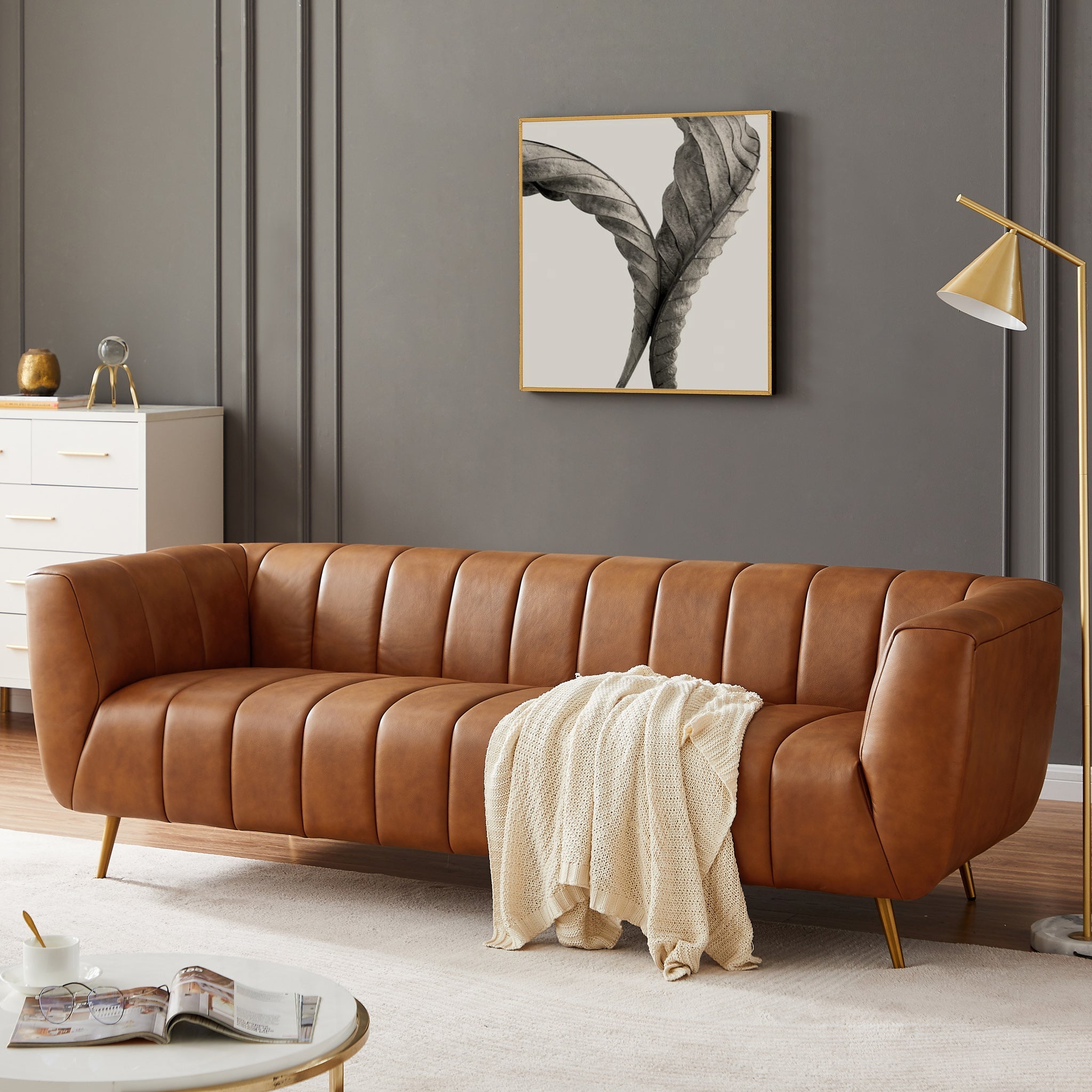 Clodine Sofa Cognac Leather