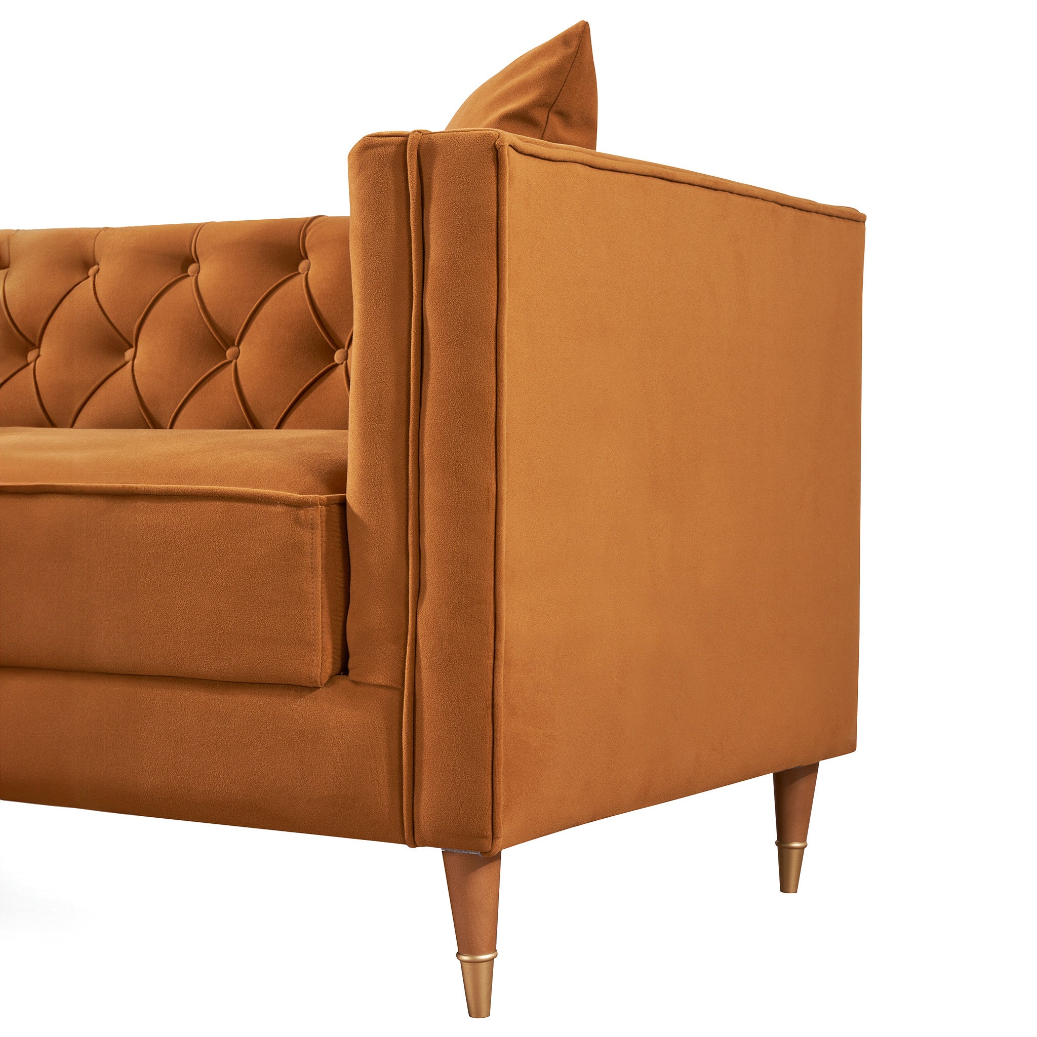 Lewis Cognac Velvet Symmetrical Corner Sofa