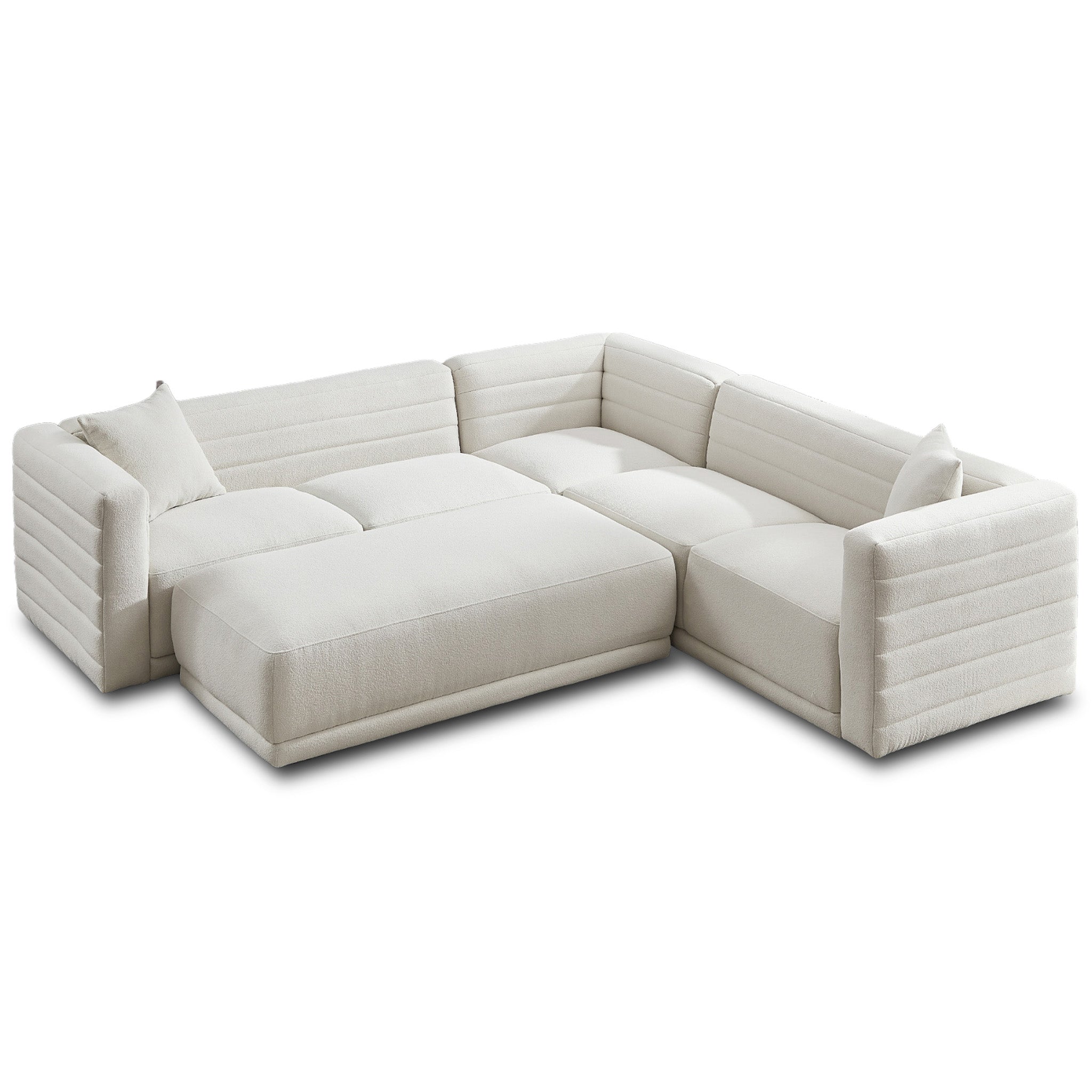 Soho Cream Boucle Corner Sofa with Ottoman