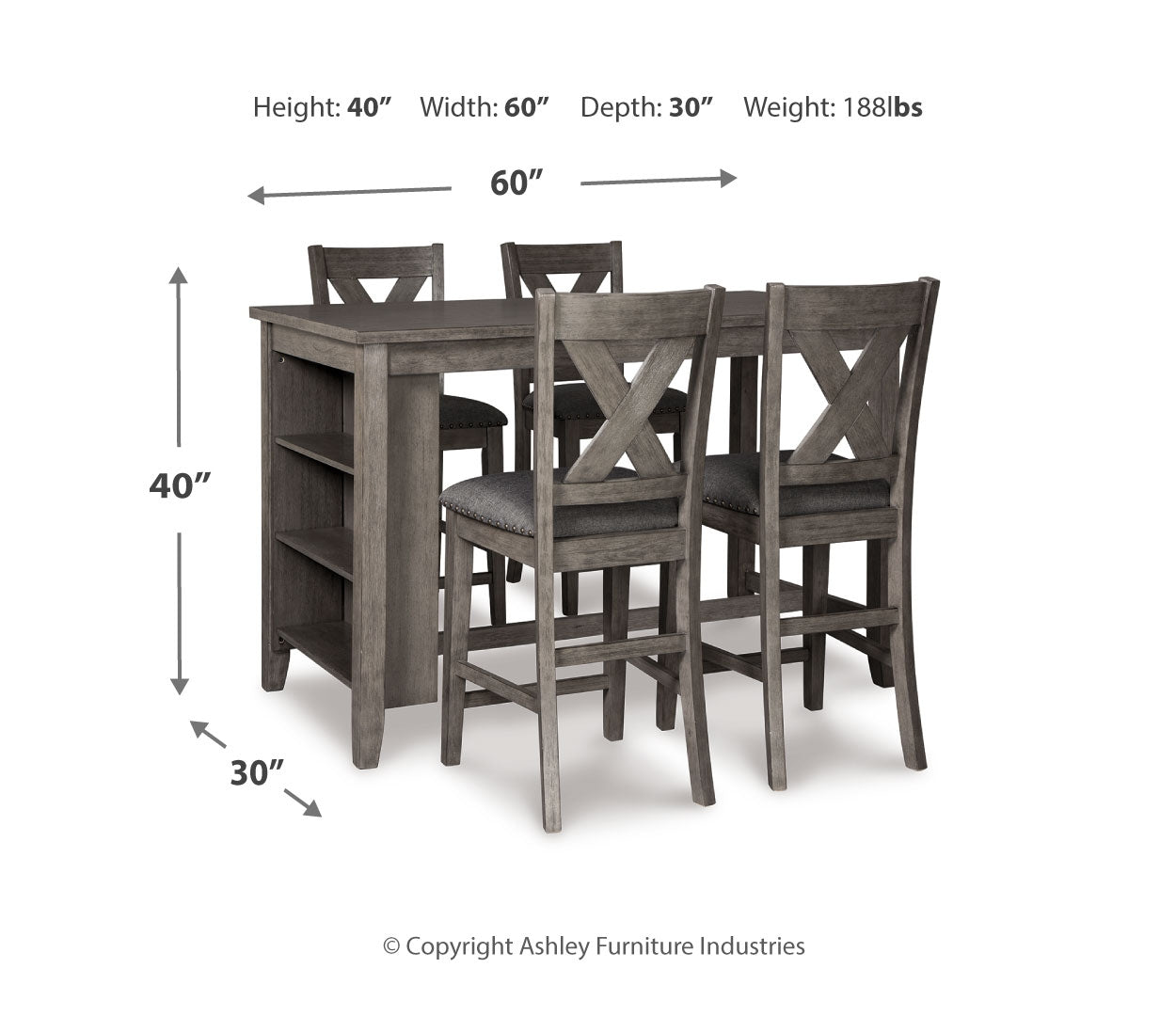 Caitbrook Counter Height Dining Table and 4 Barstools