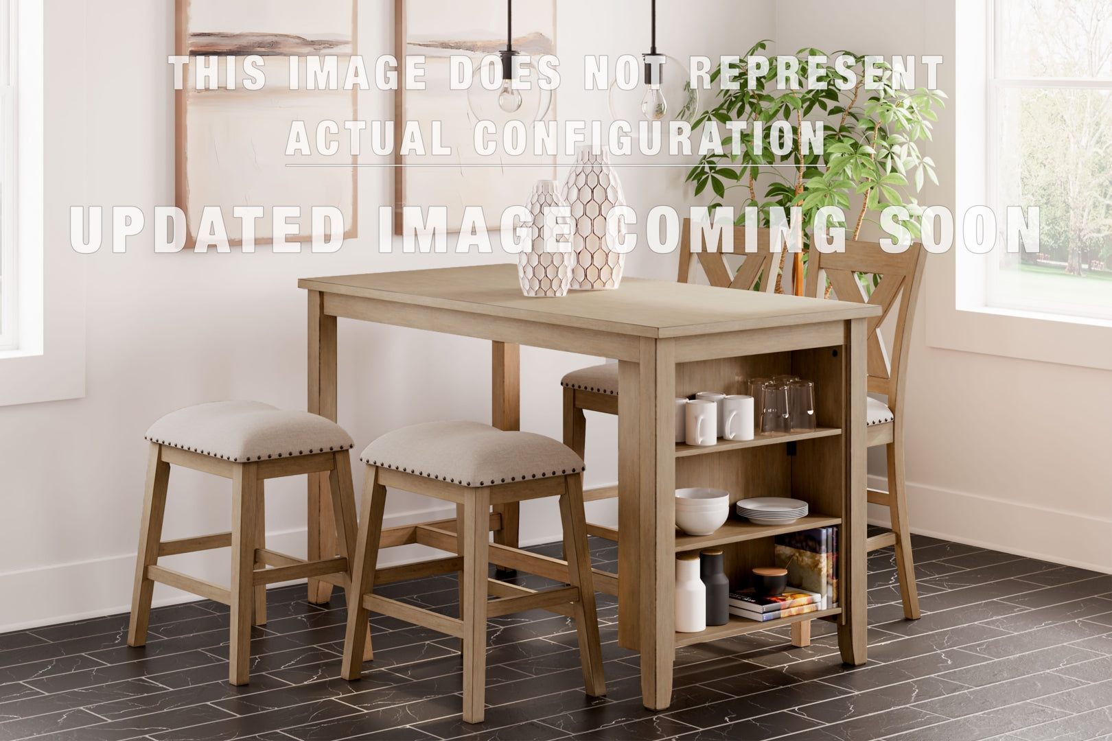 Sanbriar Counter Height Dining Table and 4 Barstools