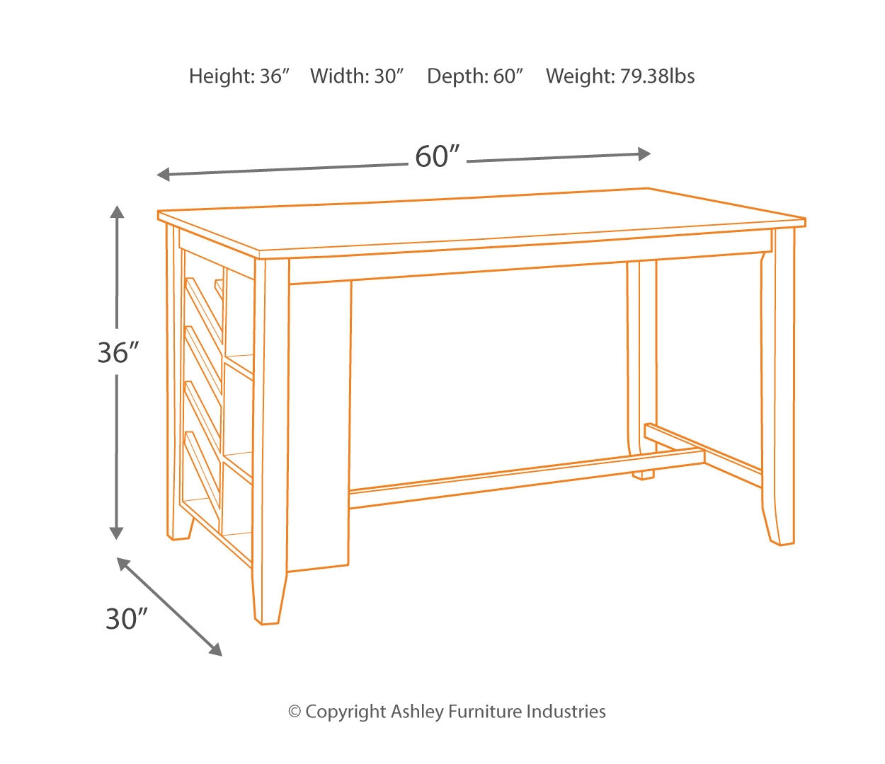 Rokane Counter Height Dining Table and 4 Barstools