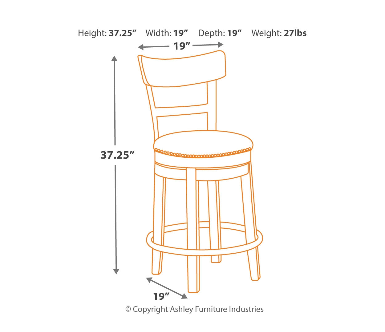 Pinnadel Counter Height Bar Stool