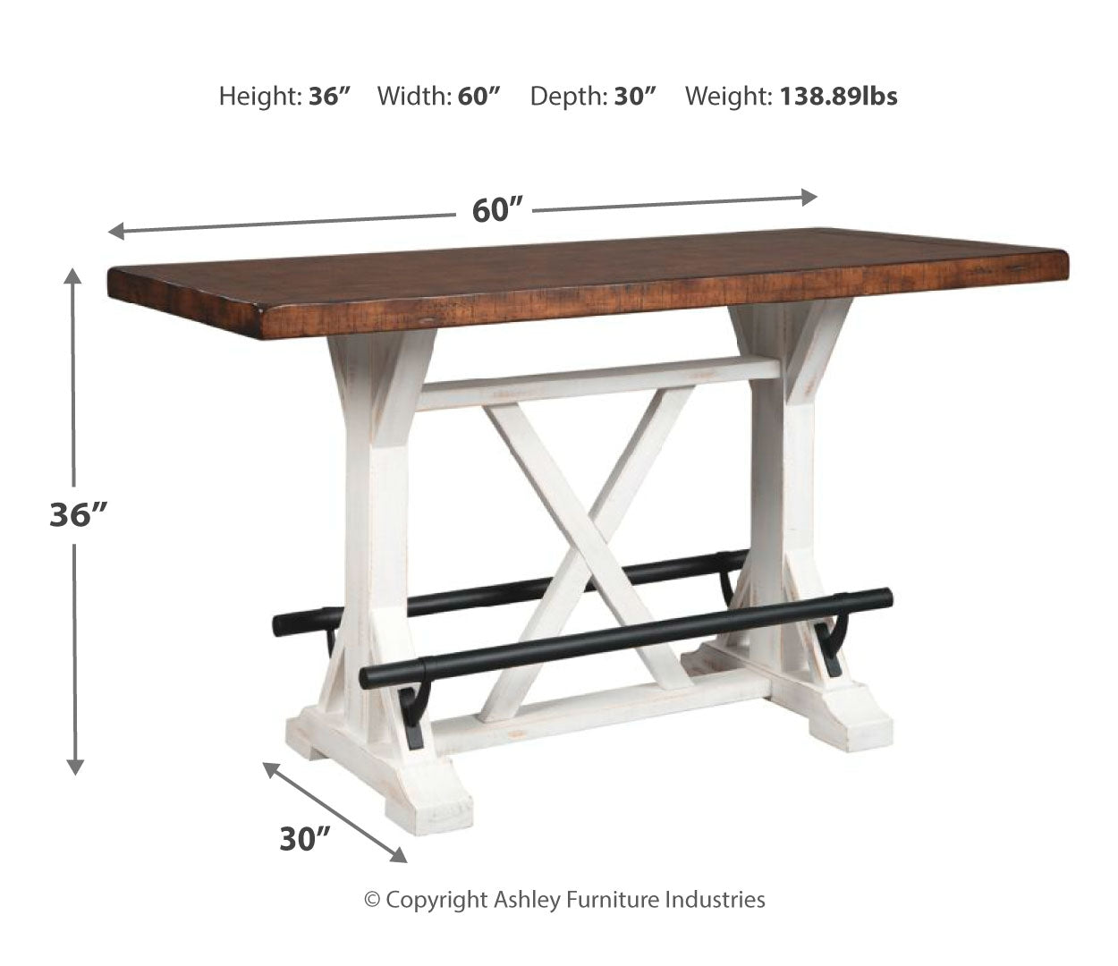 Valebeck Counter Height Dining Table and 4 Barstools