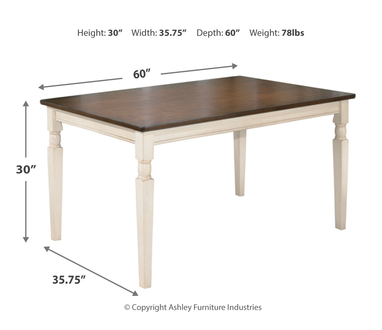 Whitesburg Dining Table and 4 Chairs