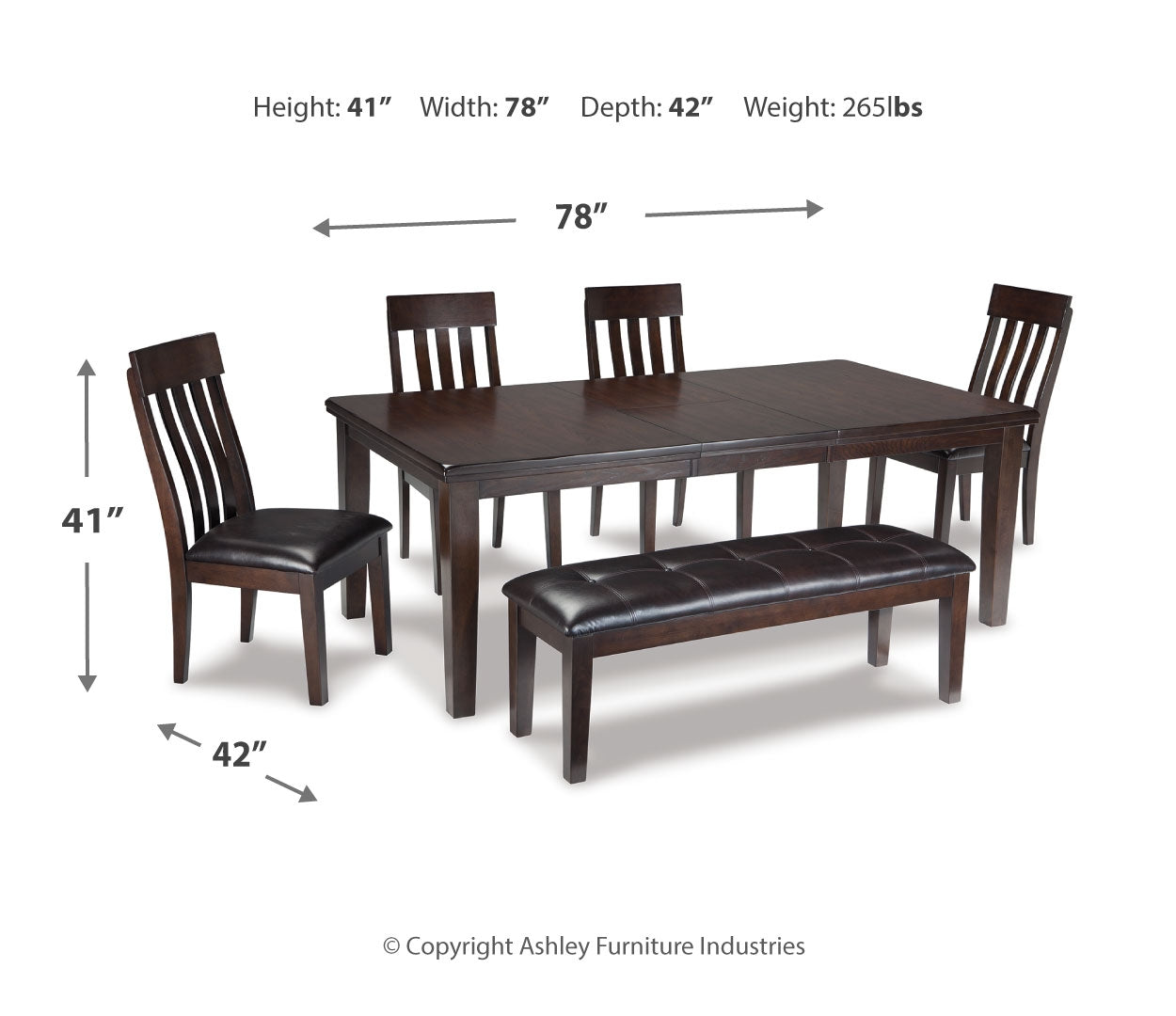 Haddigan Dining Table and 4 Chairs and Bench