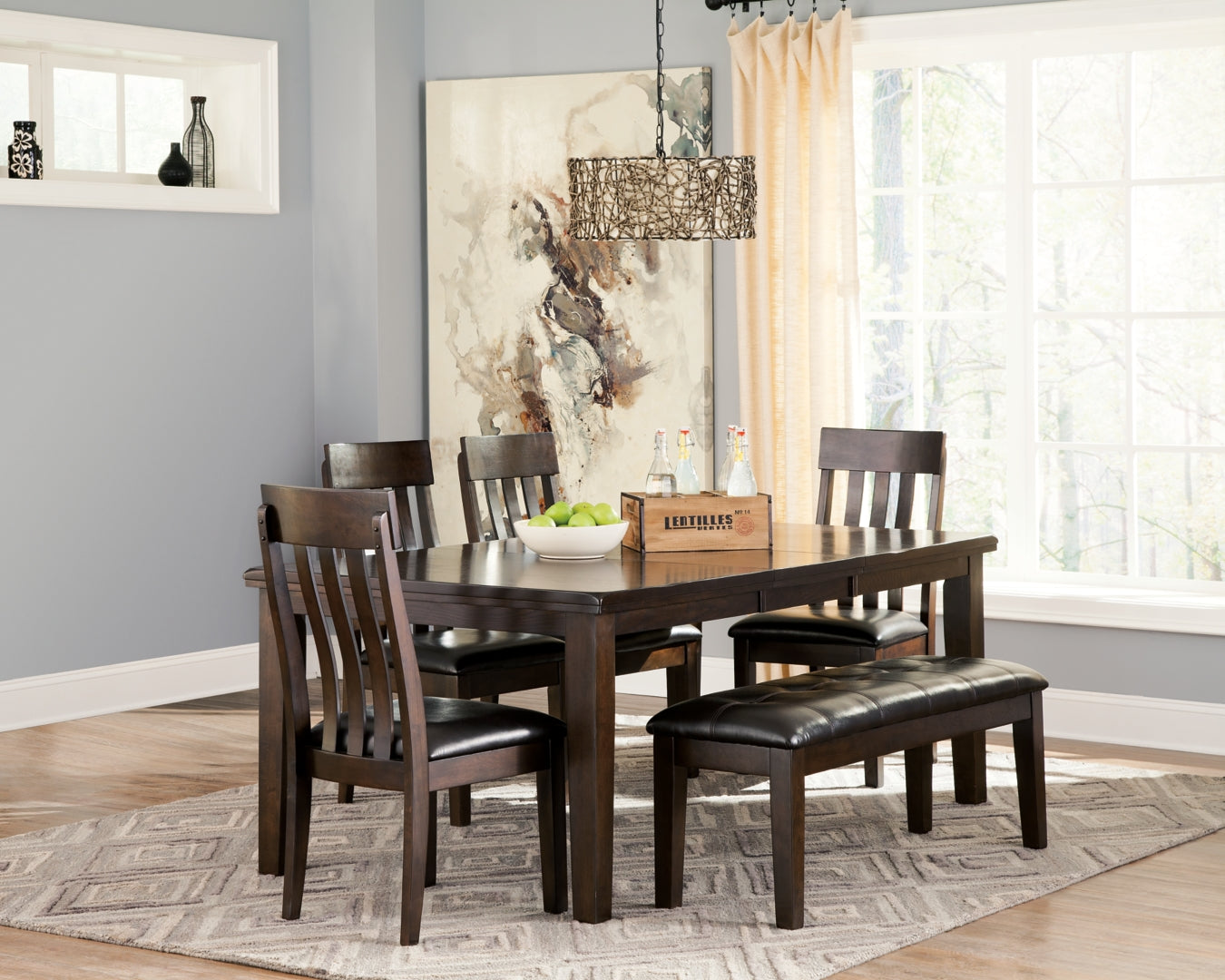 Haddigan Dining Table and 4 Chairs and Bench