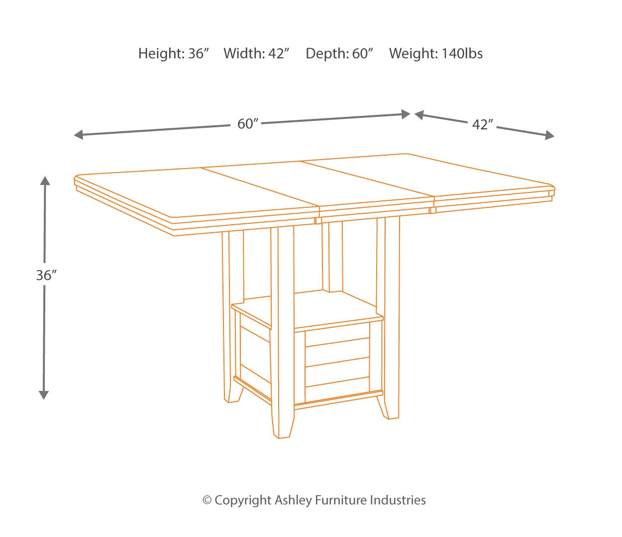 Haddigan Counter Height Dining Extension Table