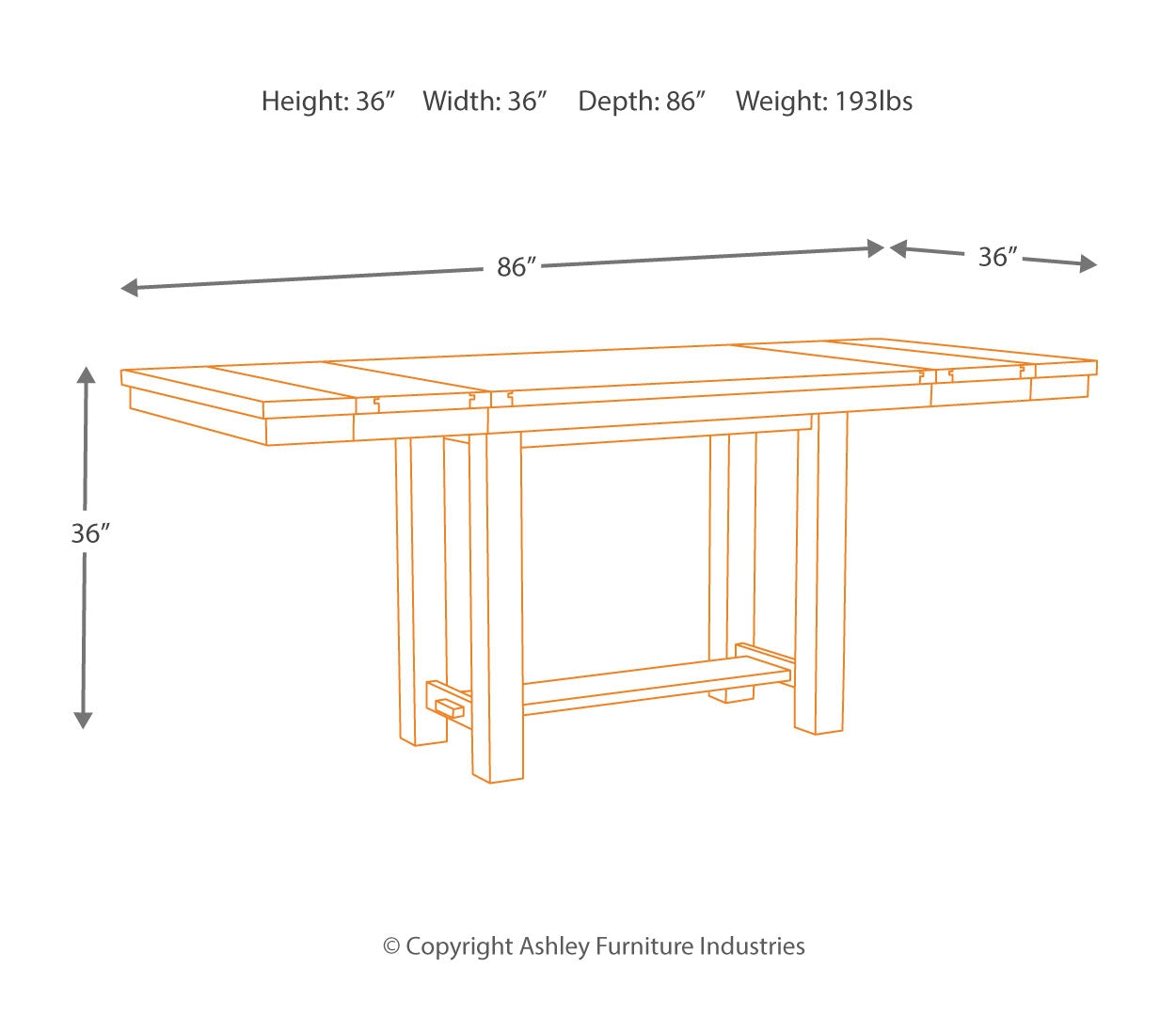 Moriville Counter Height Dining Extension Table