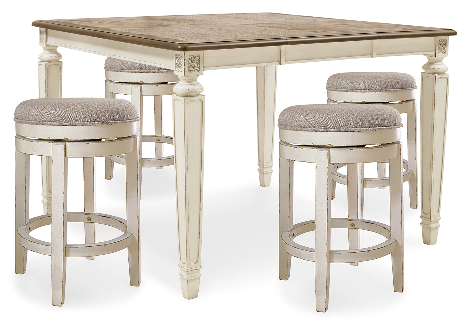 Realyn Counter Height Dining Table and 4 Barstools