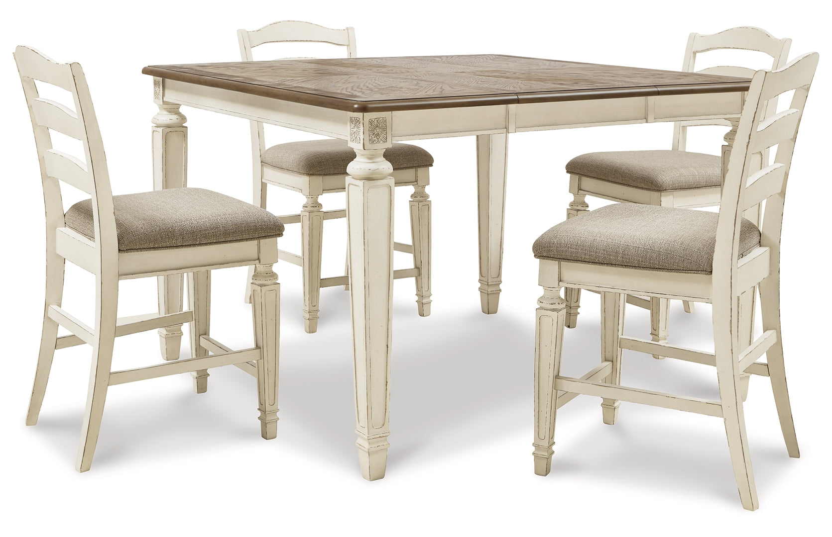 Realyn Counter Height Dining Table and 4 Barstools