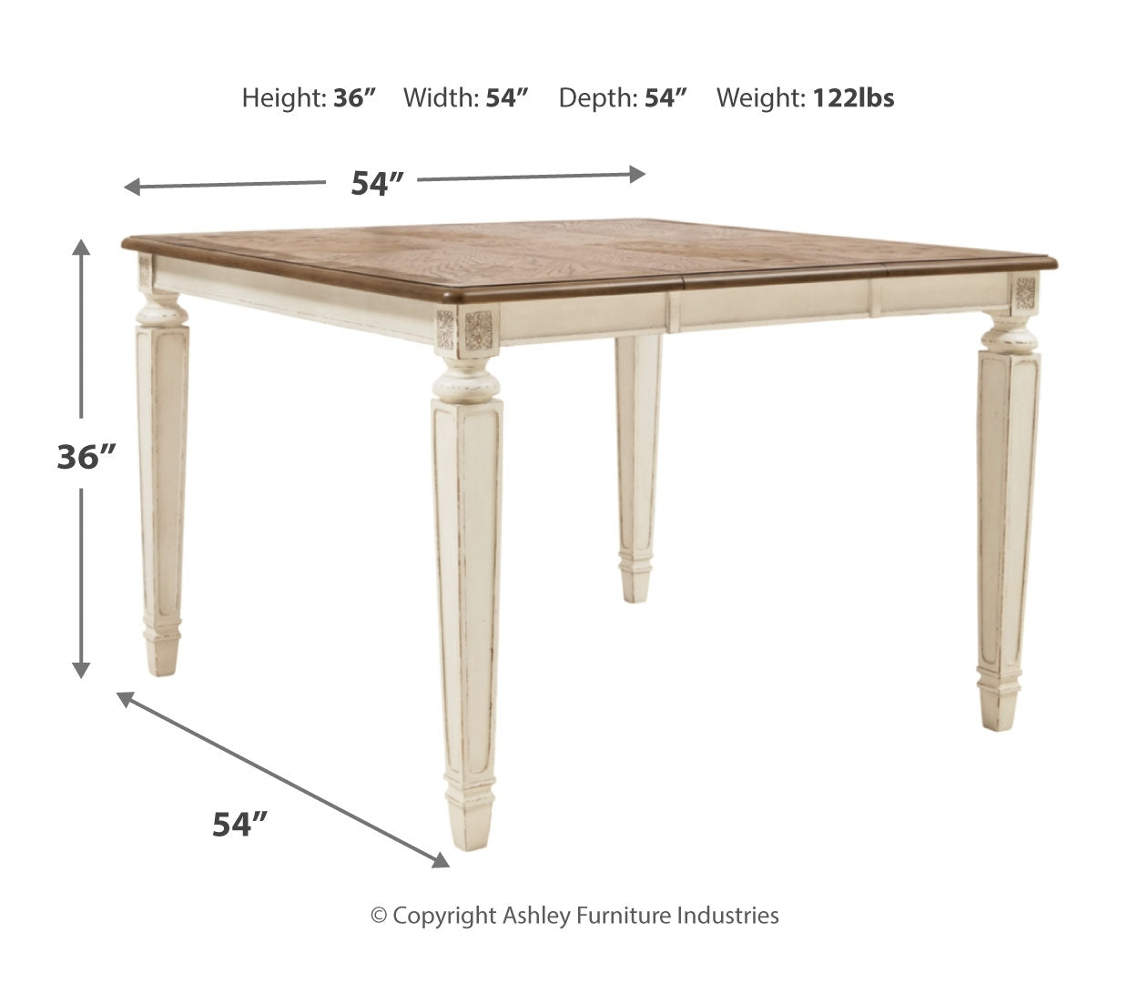 Realyn Counter Height Dining Table and 4 Barstools