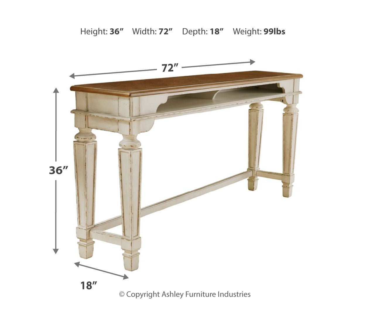 Realyn Counter Height Dining Table and 4 Barstools