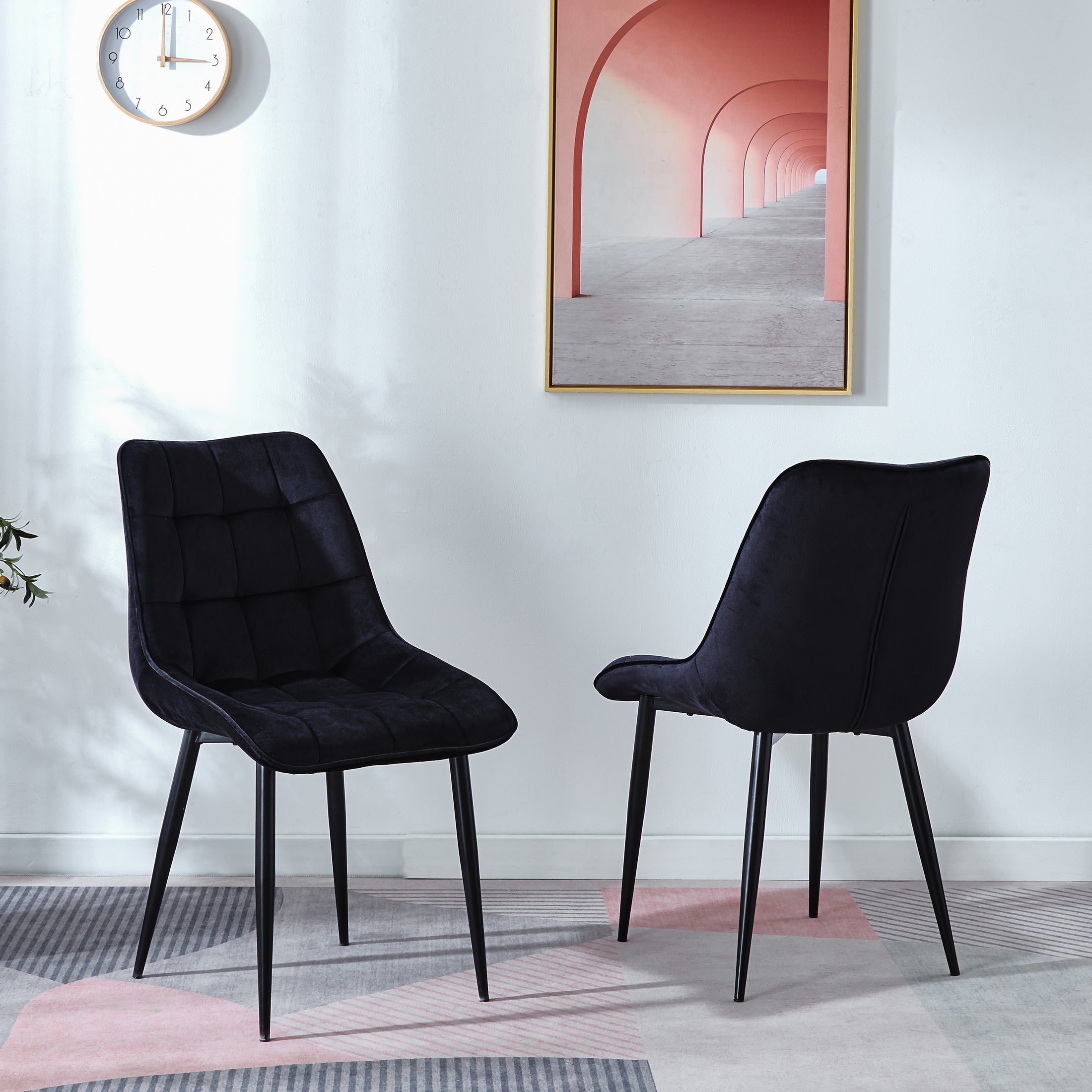 Wrought Dining Chairs Velvet Black