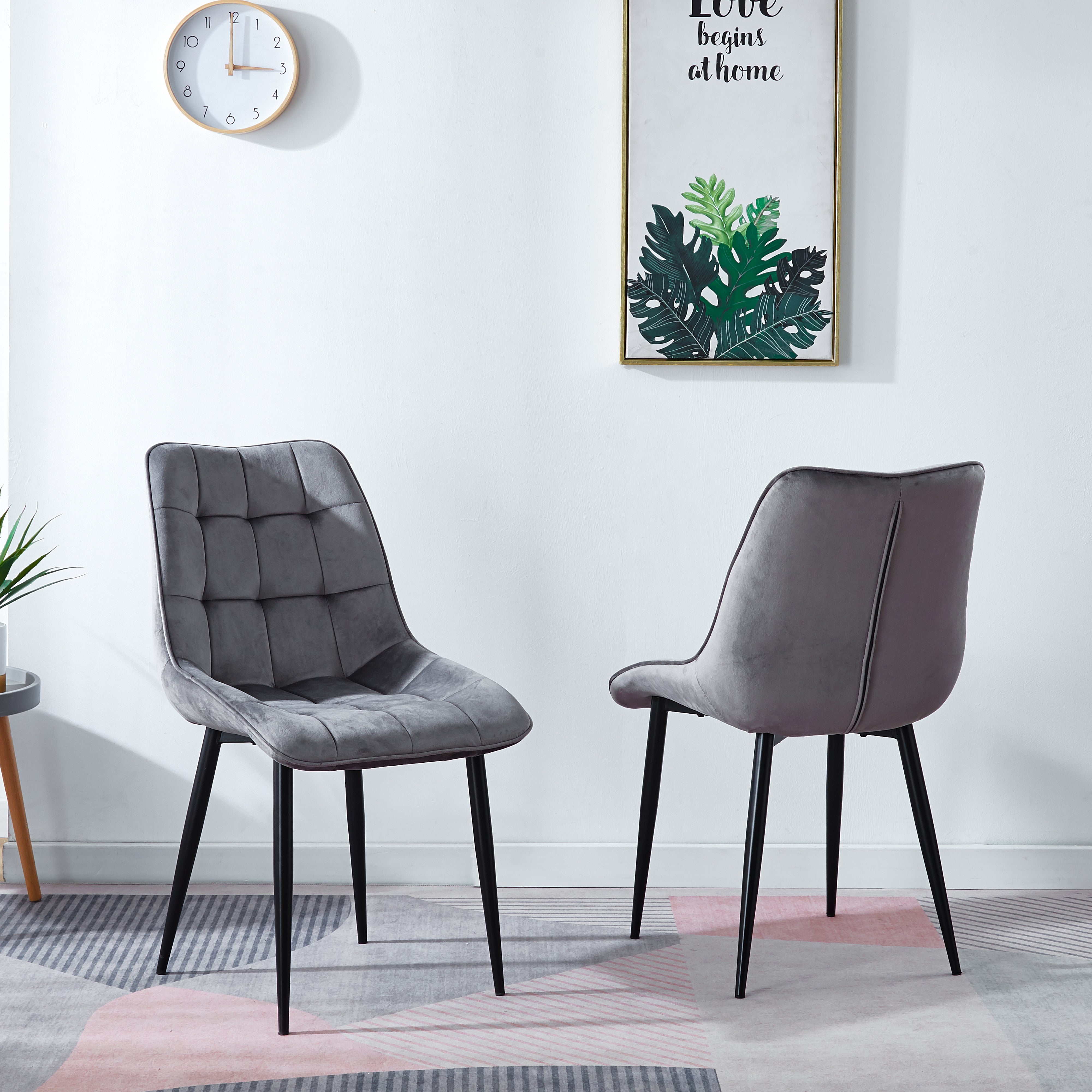 Wrought Dining Chairs Leather Grey