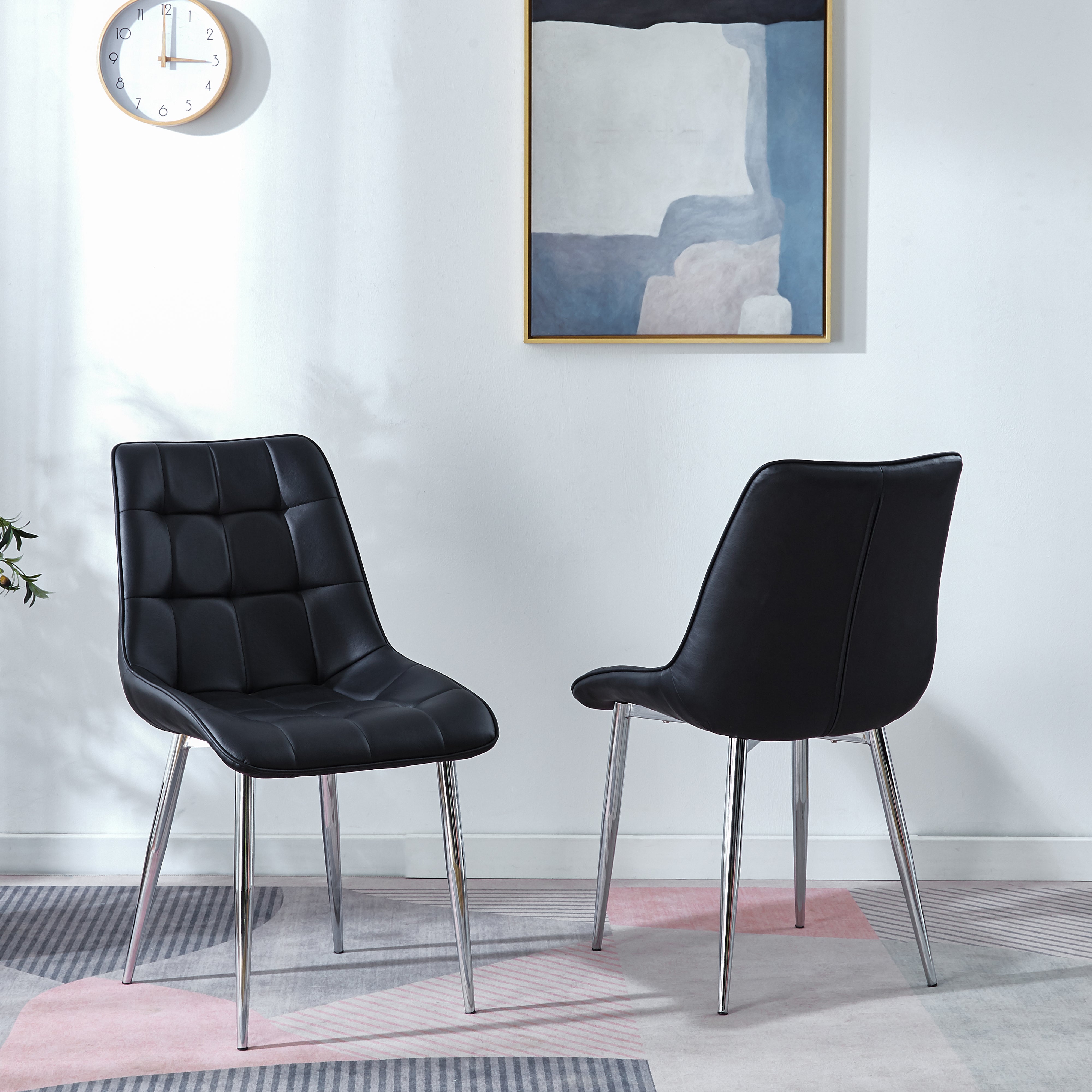 Wrought Dining Chairs Leather Black