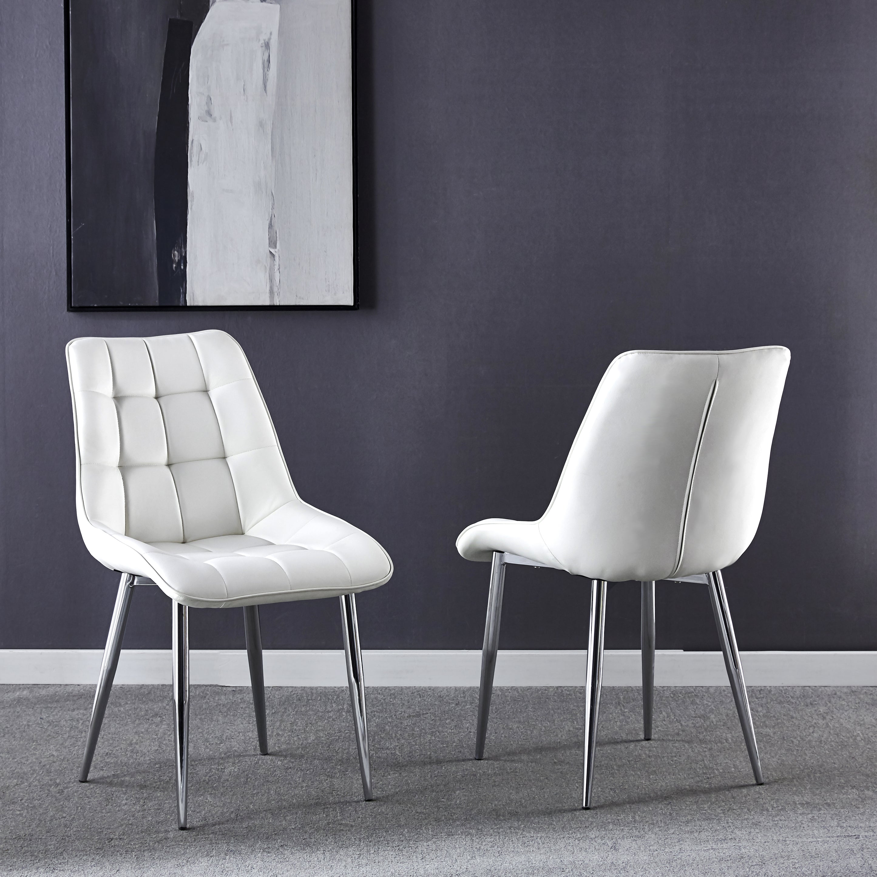 Wrought Dining Chairs Leather White