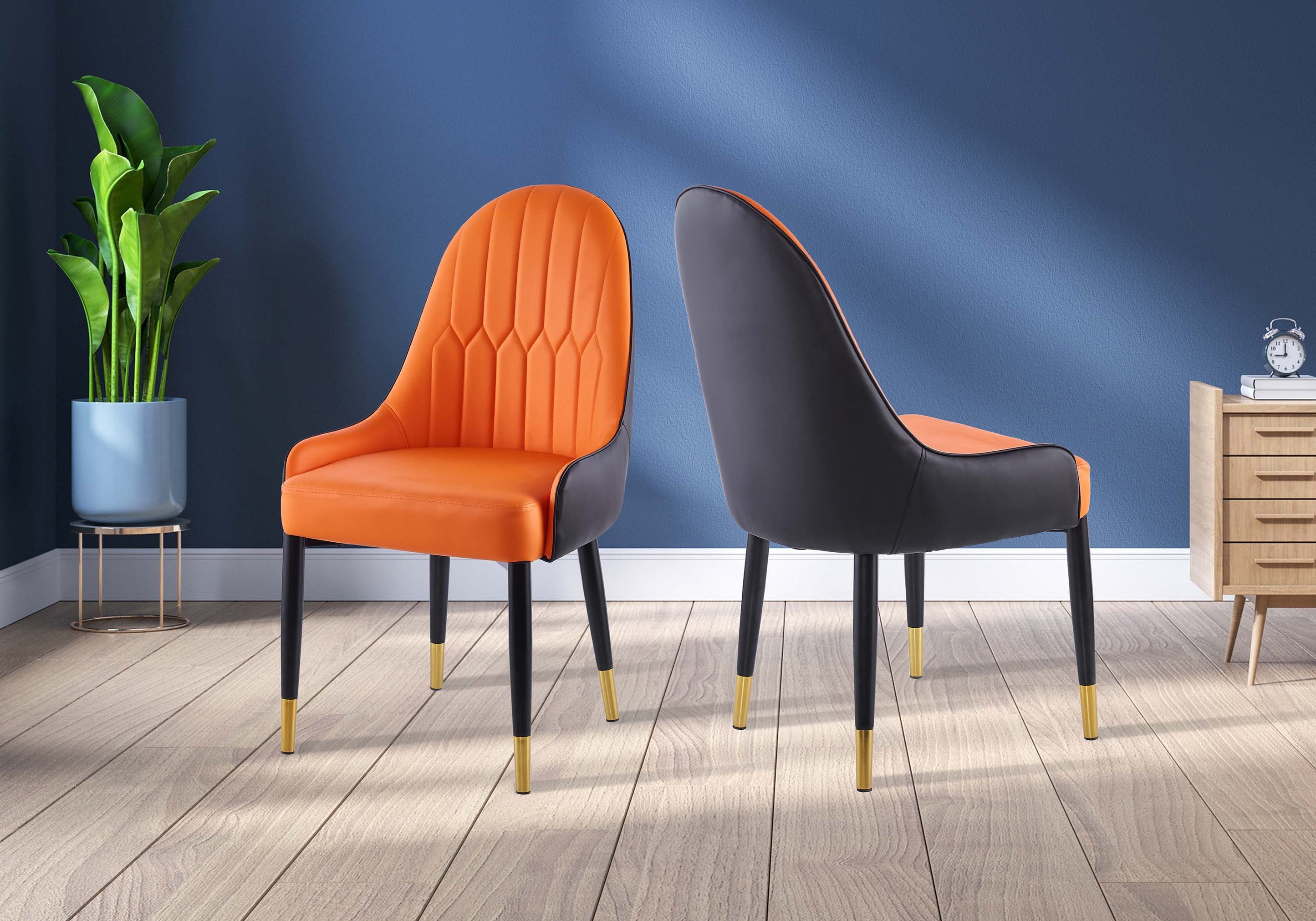 Bechard Dining Chair Black Orange Set of 2