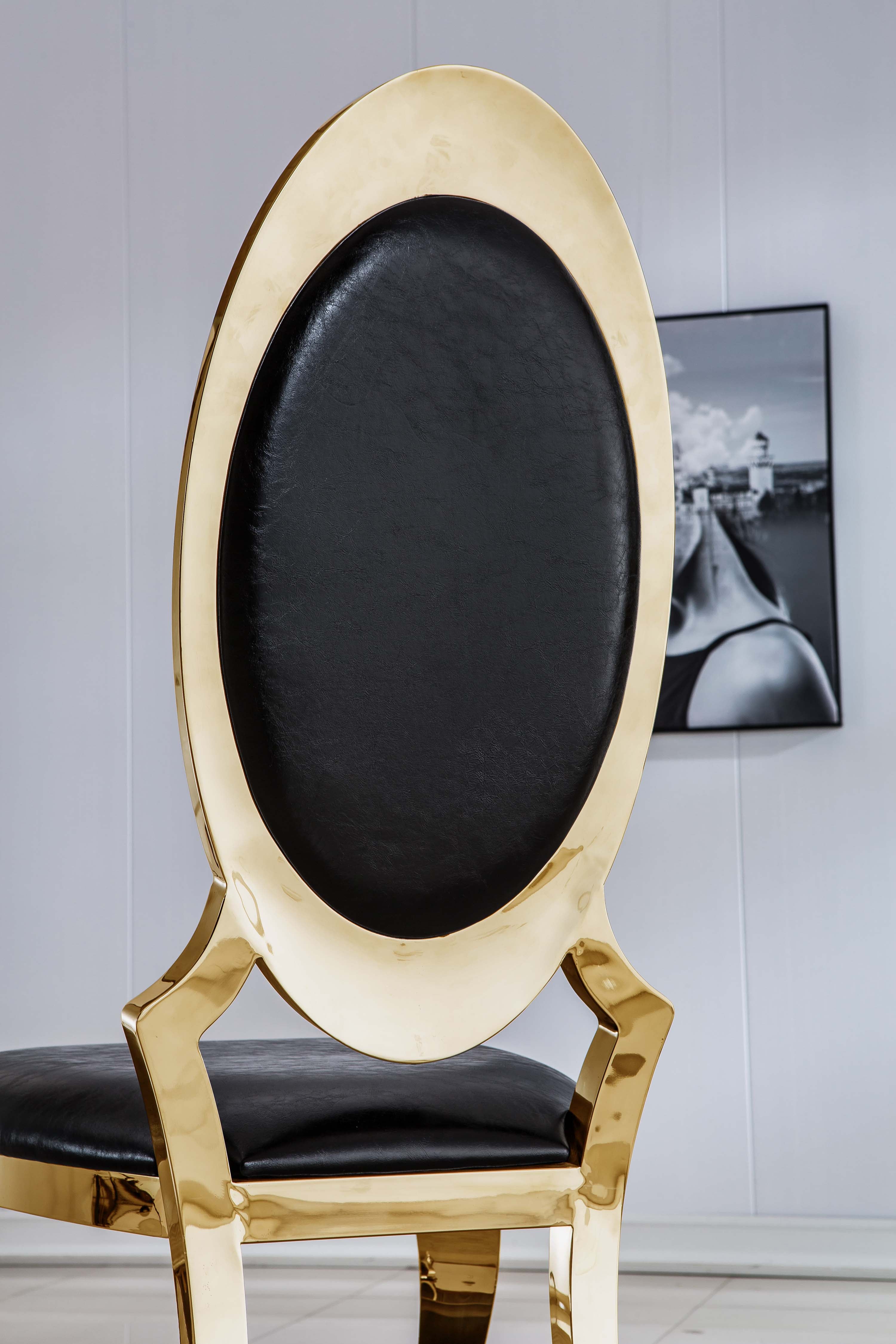 Mercuri Dining Chair Black Gold Fold Set of 2