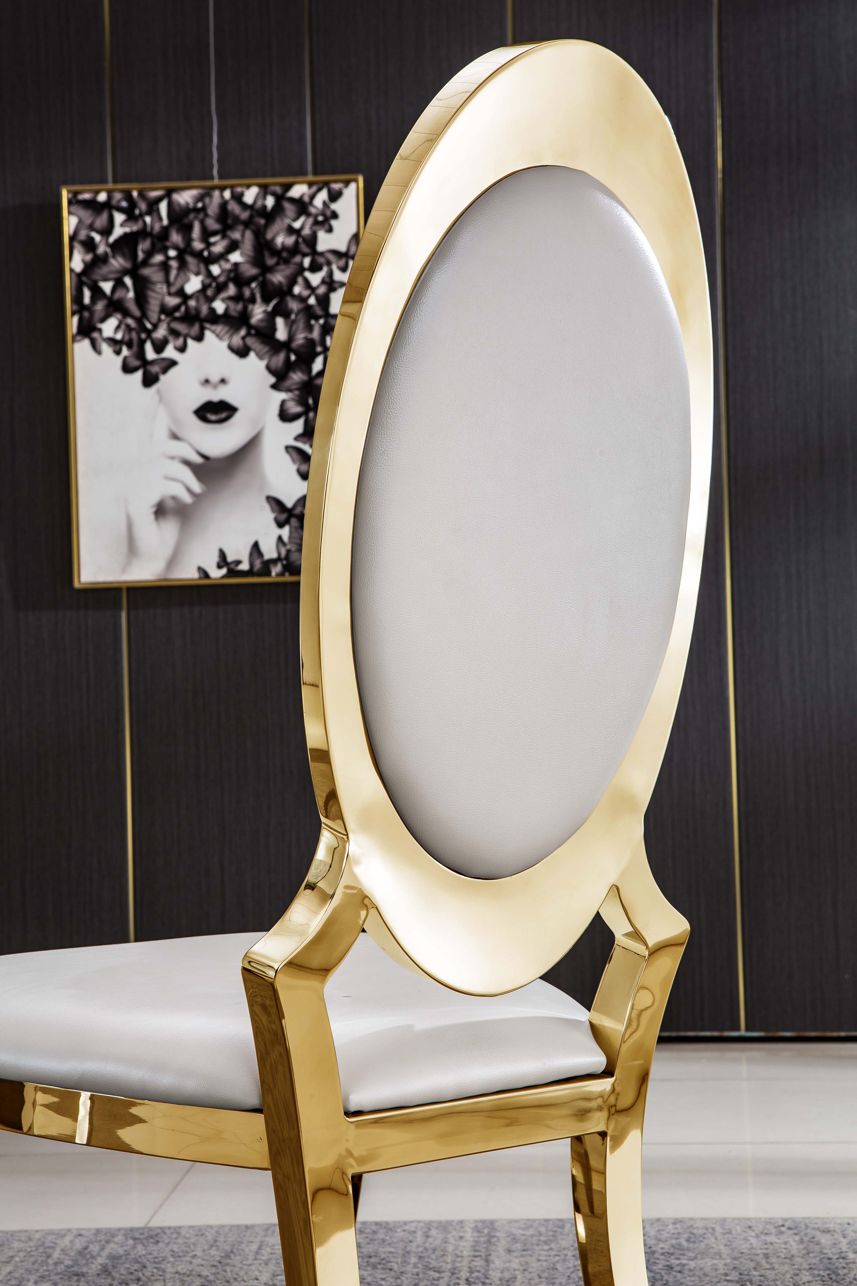 Mercuri Dining Chair White Gold Set of 2