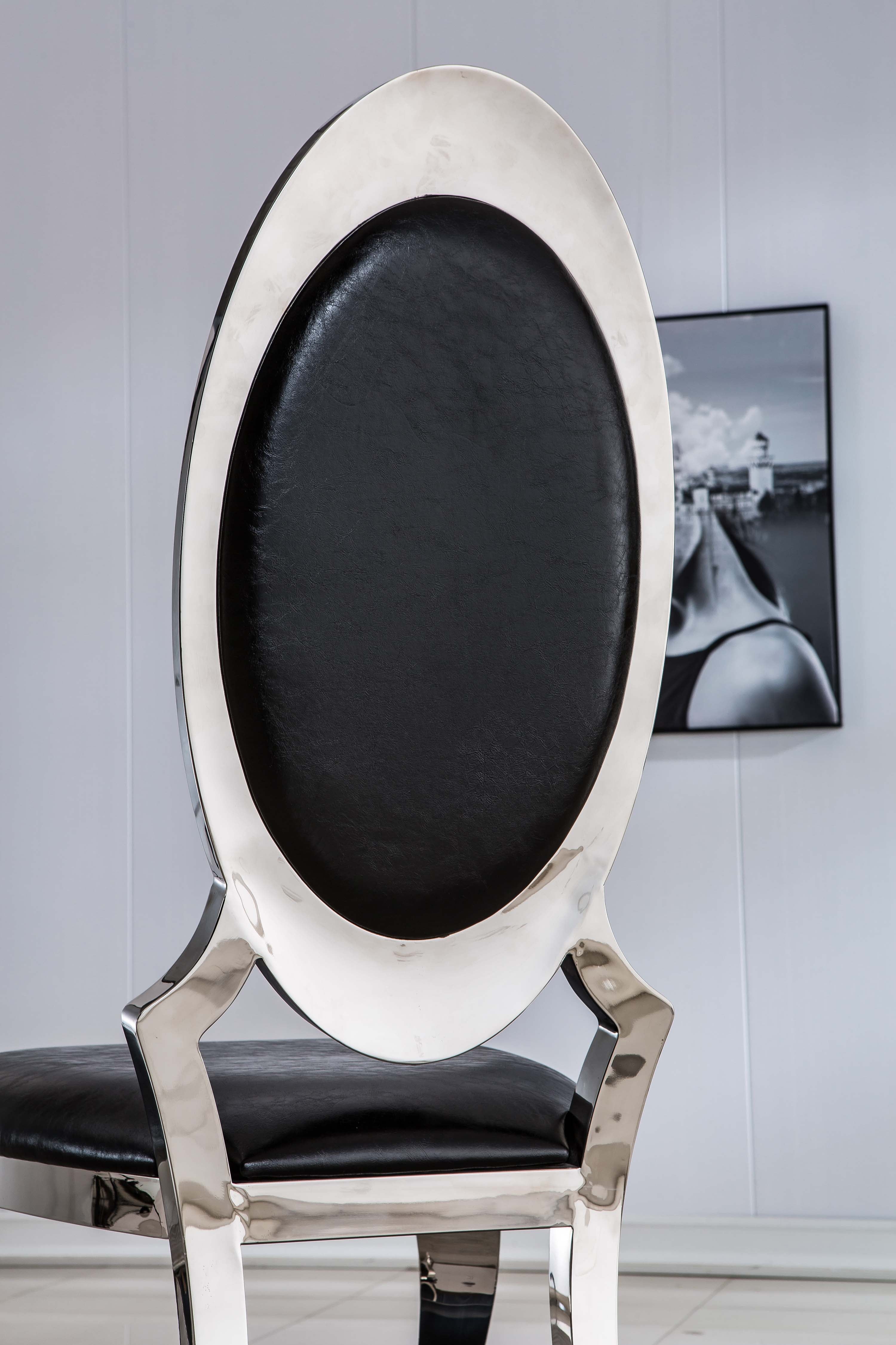 Mercuri Dining Chair Black Silver Fold Set of 2
