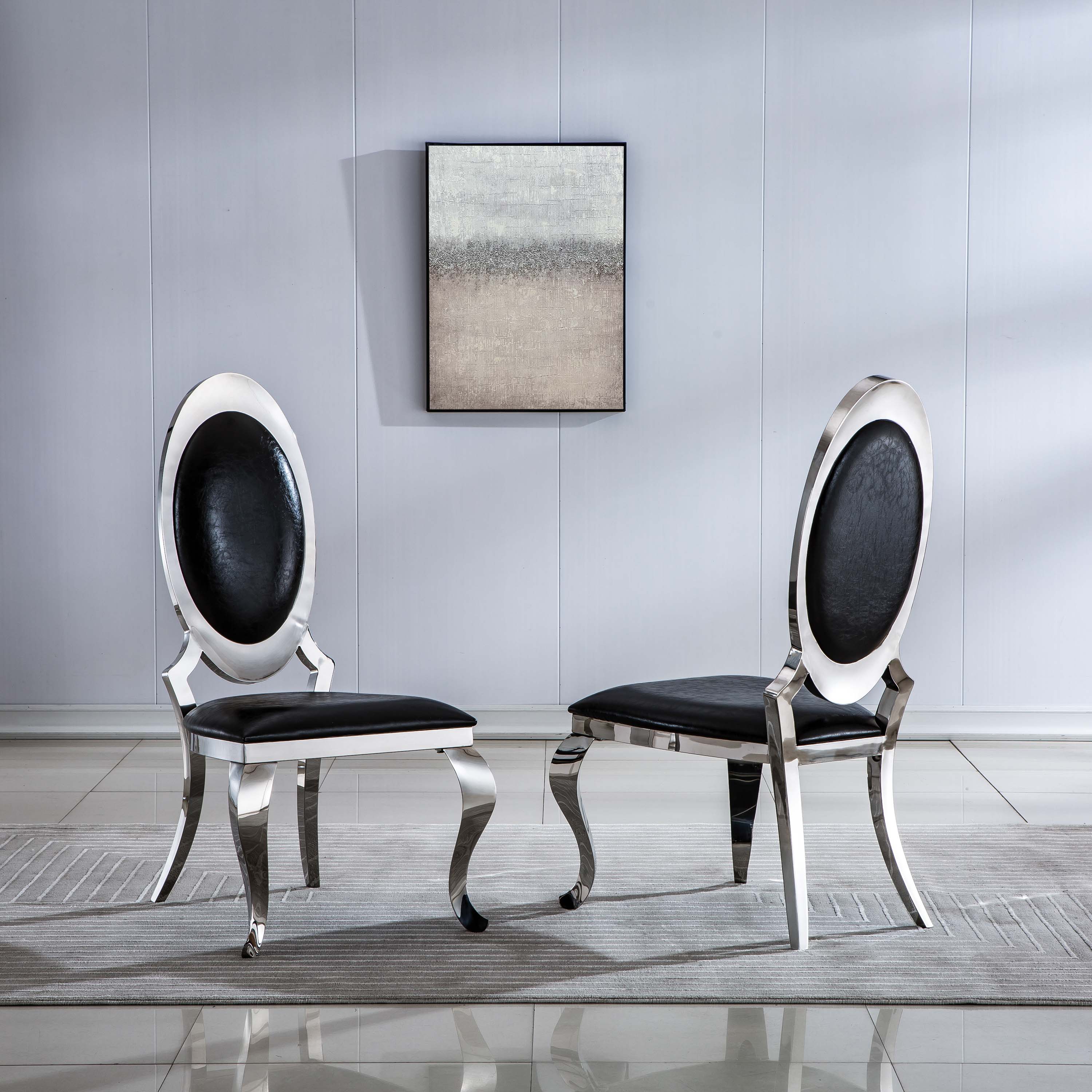 Mercuri Dining Chair Black Silver Fold Set of 2