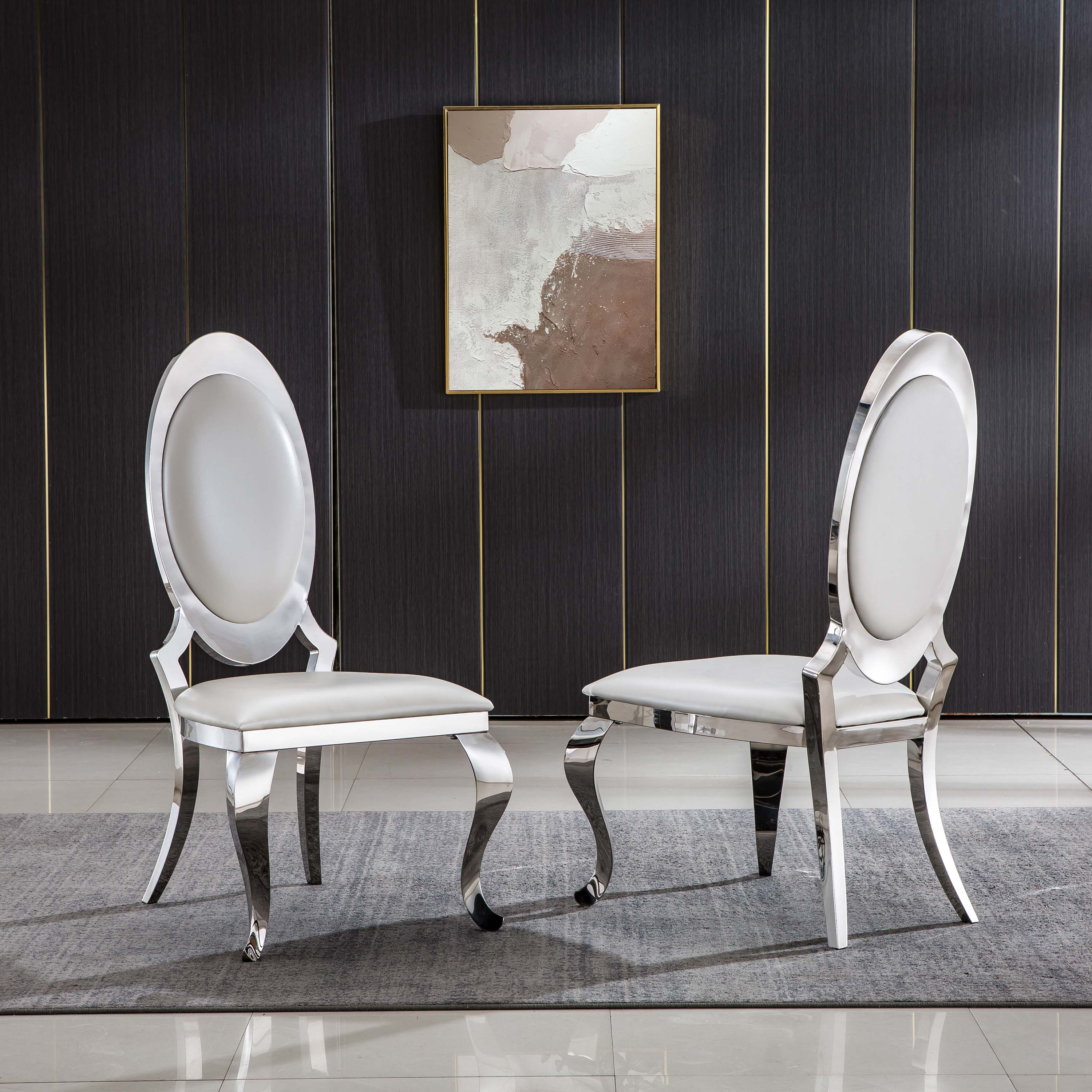 Mercuri Dining Chair White Silver Fold Set of 2
