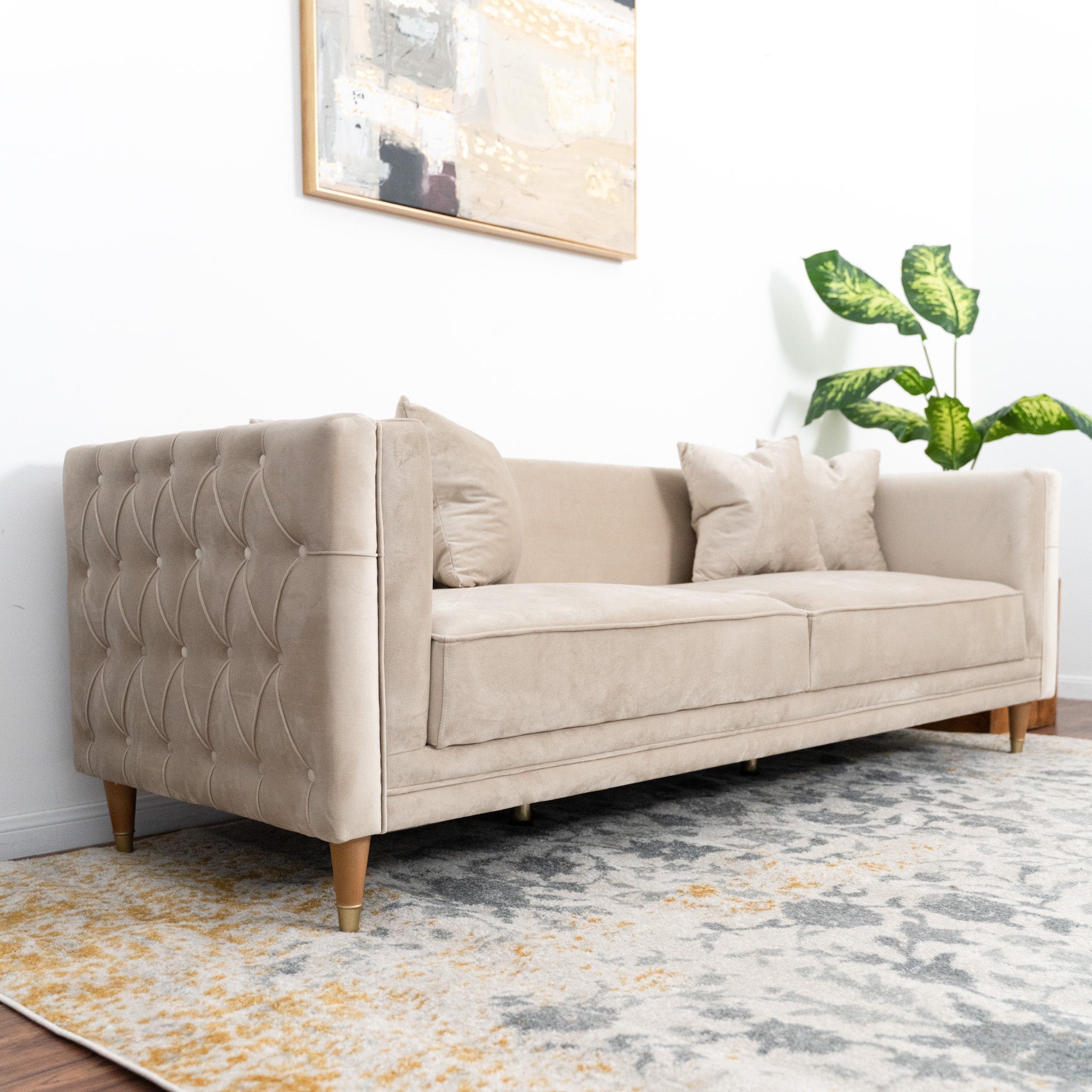 Mara Sofa Light Cream Velvet