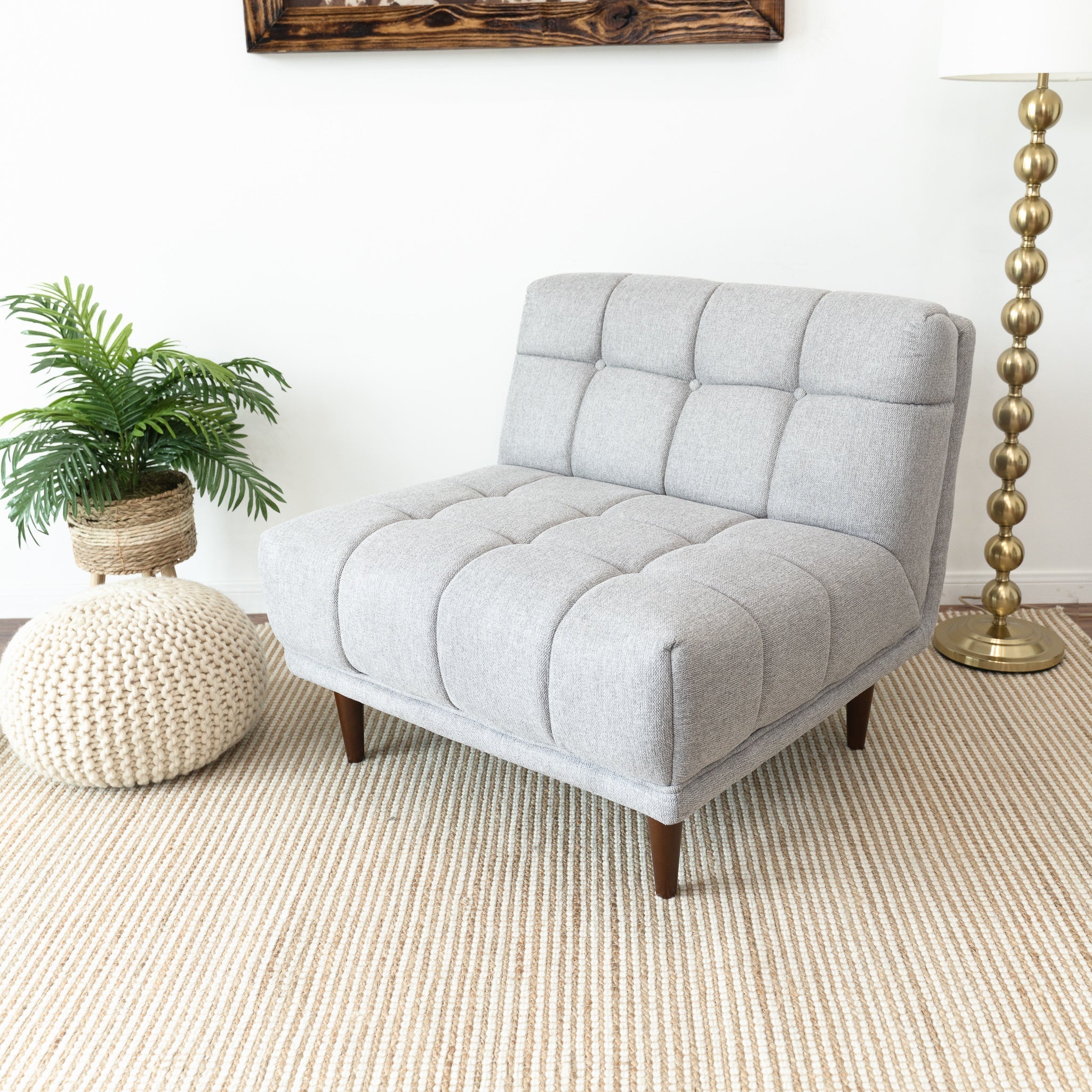 Kano Armless Lounge Chair Light Gray Linen