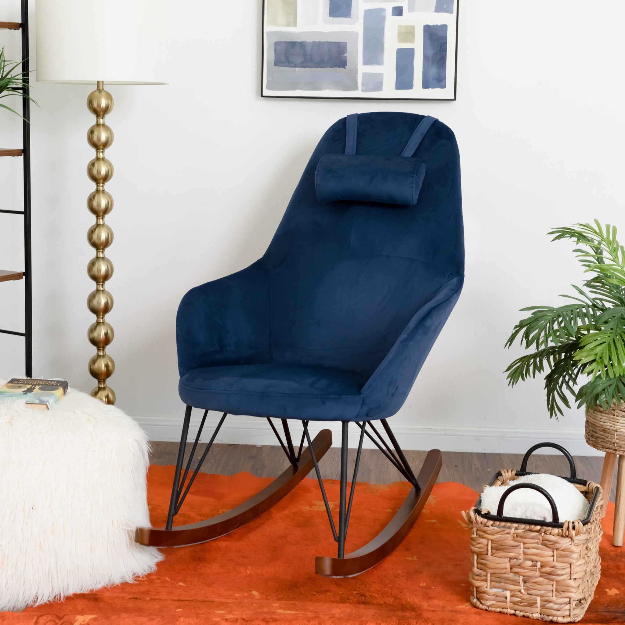 Ingrid Blue Velvet Rocking Chair