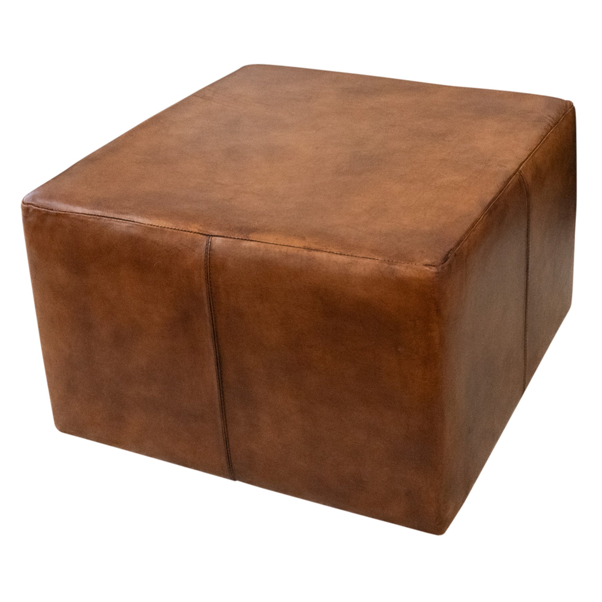 Kalila Dark Tan Leather Ottoman 27.5"