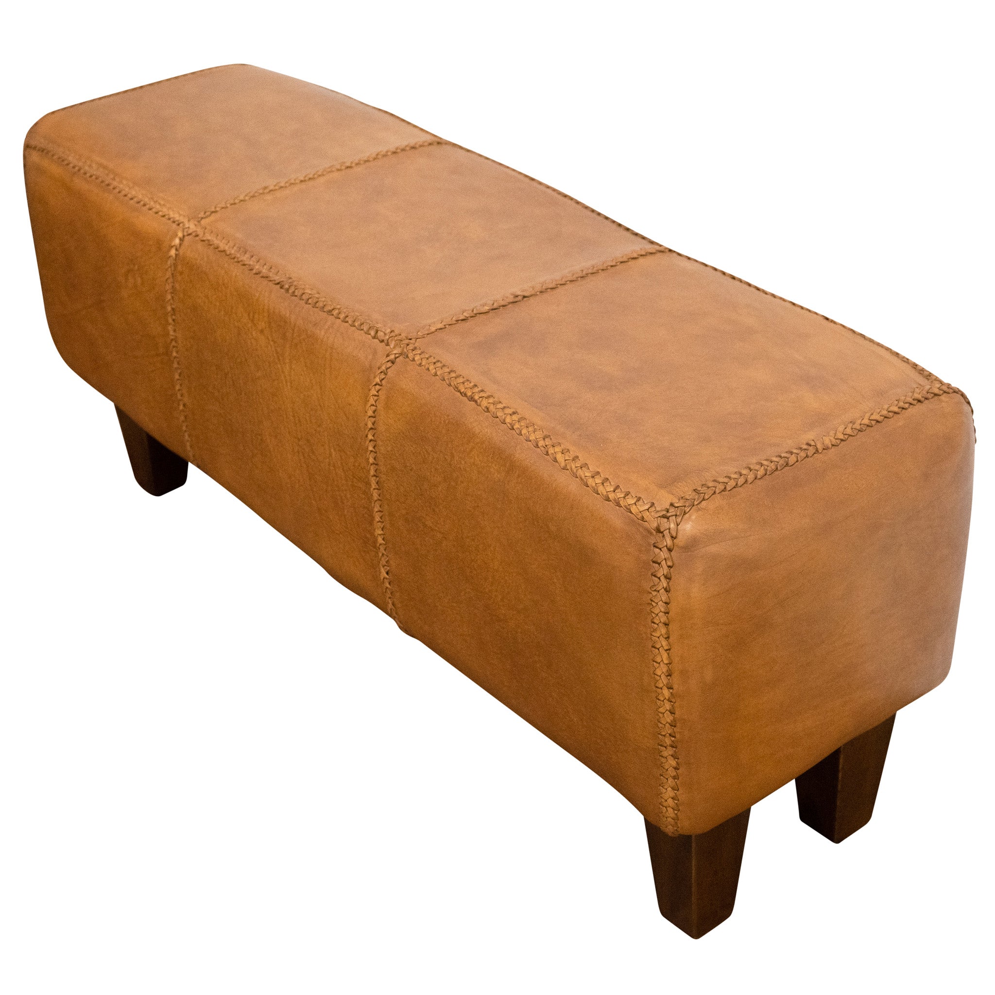 Moicor Leather Modern Living Room Bench Tan