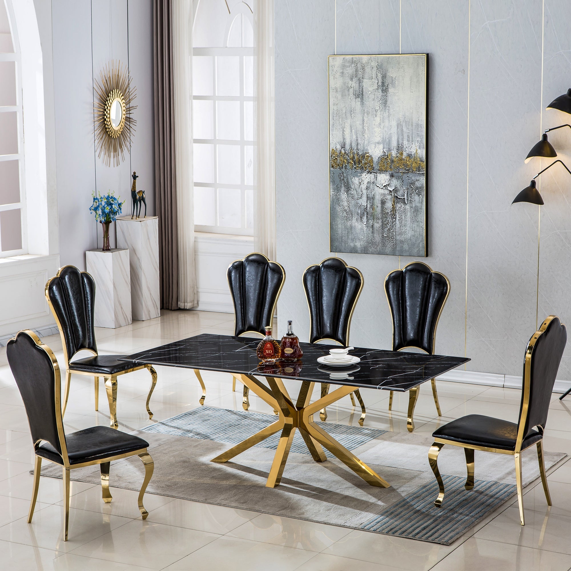 Hyler Dining Table Black Marble