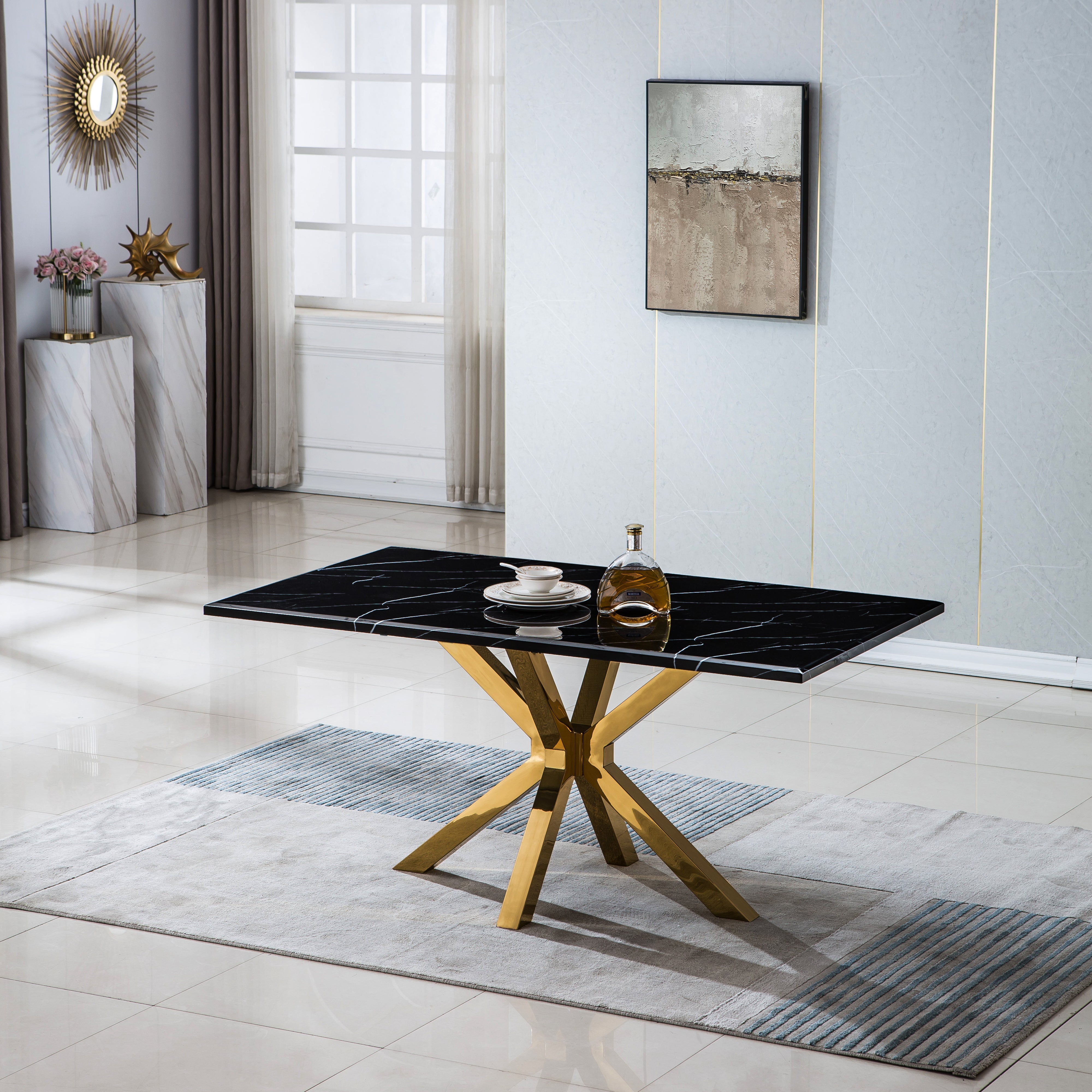 Alexian Dining Table Black Marble