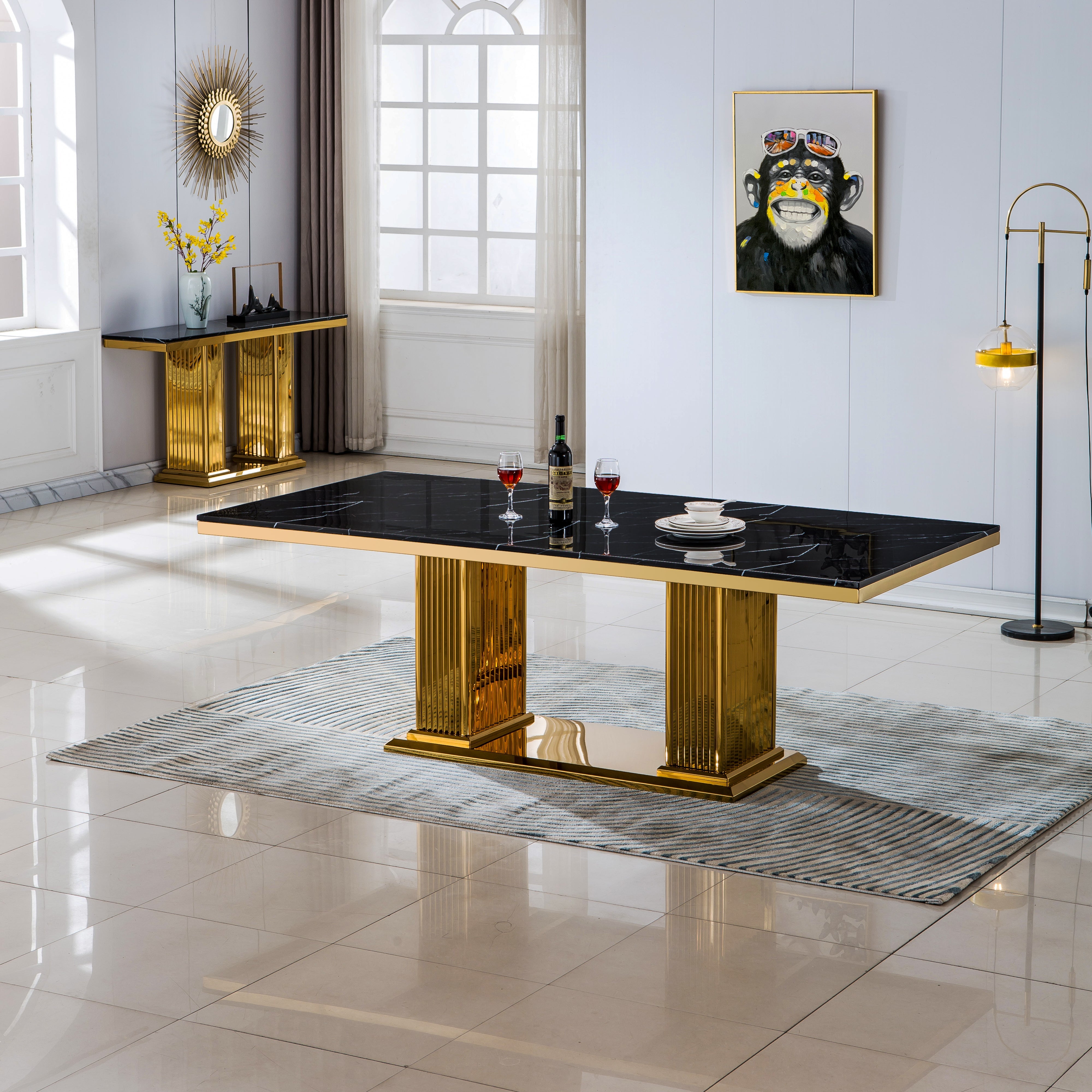 Rhealyn Dining Table Black Gold