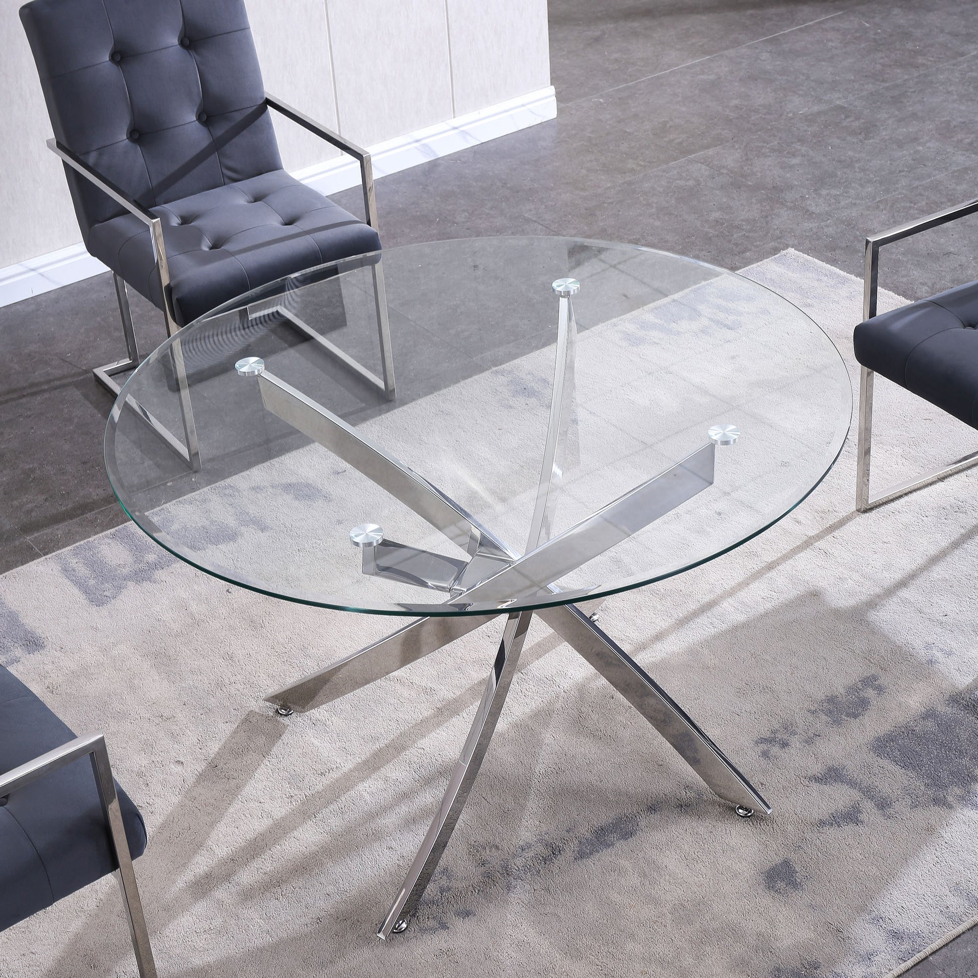 Bendina Round Dining Table Silver