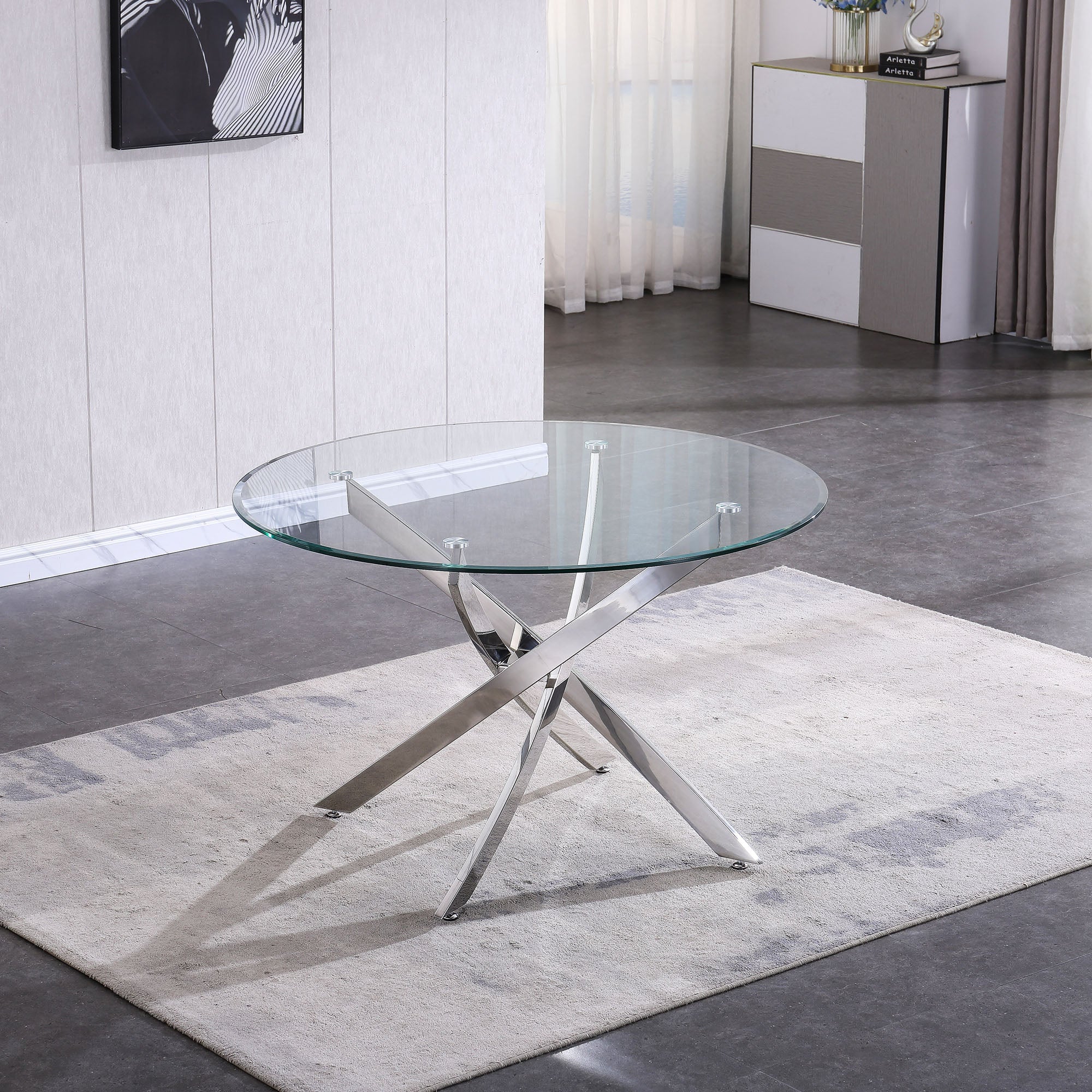 Bendina Round Dining Table Silver