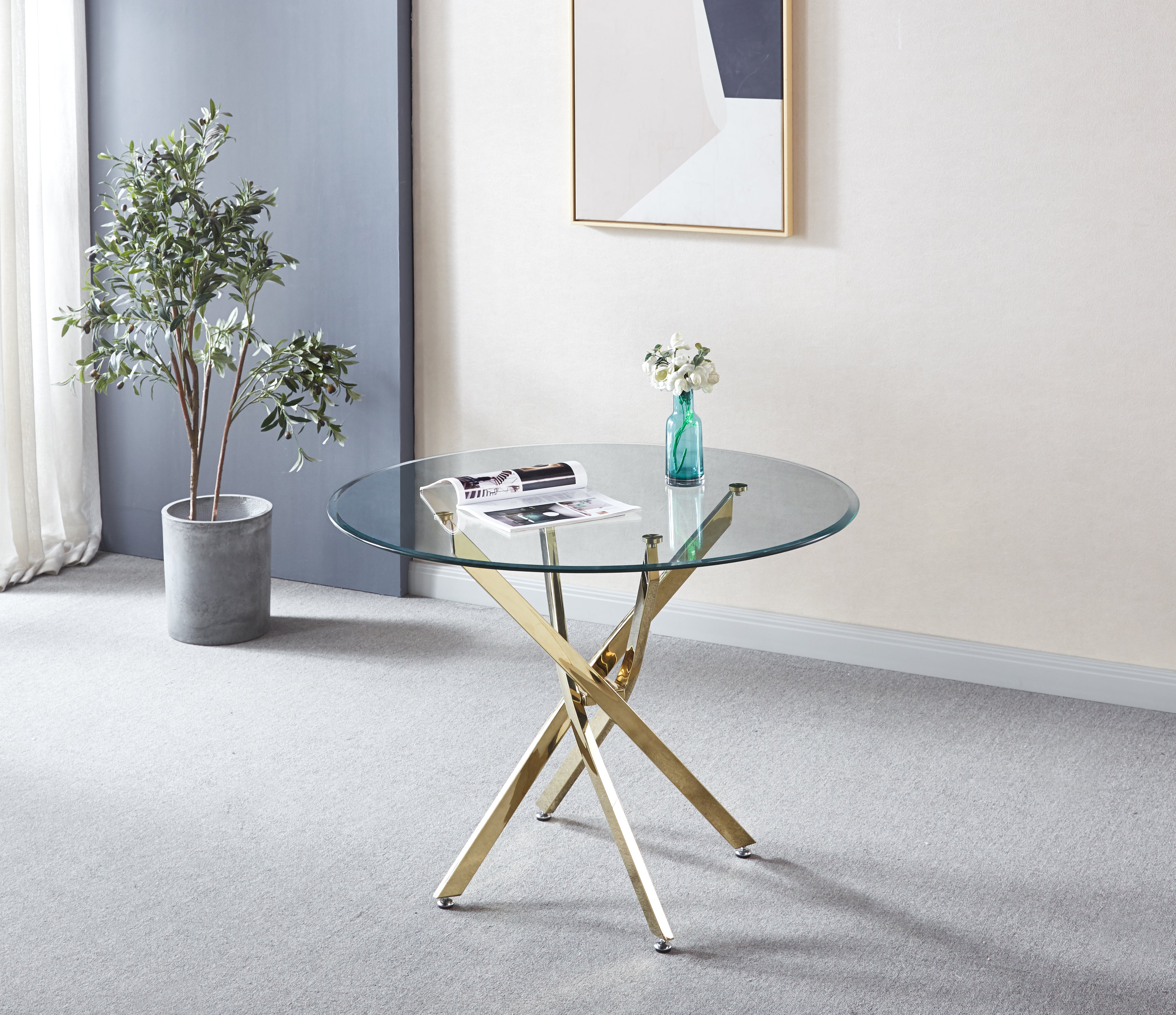 Bistra Round Dining Table Gold