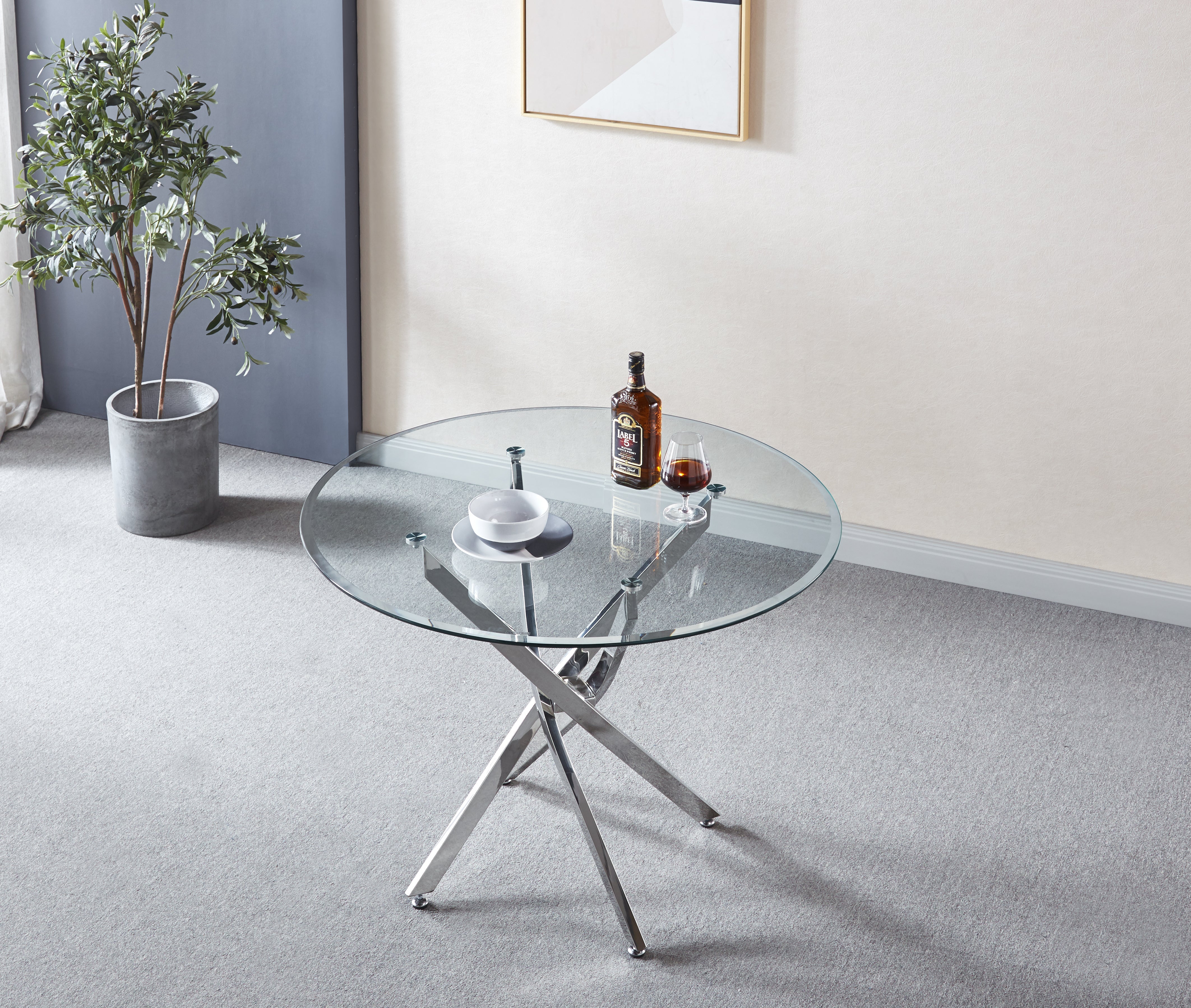 Bistra Round Dining Table Silver