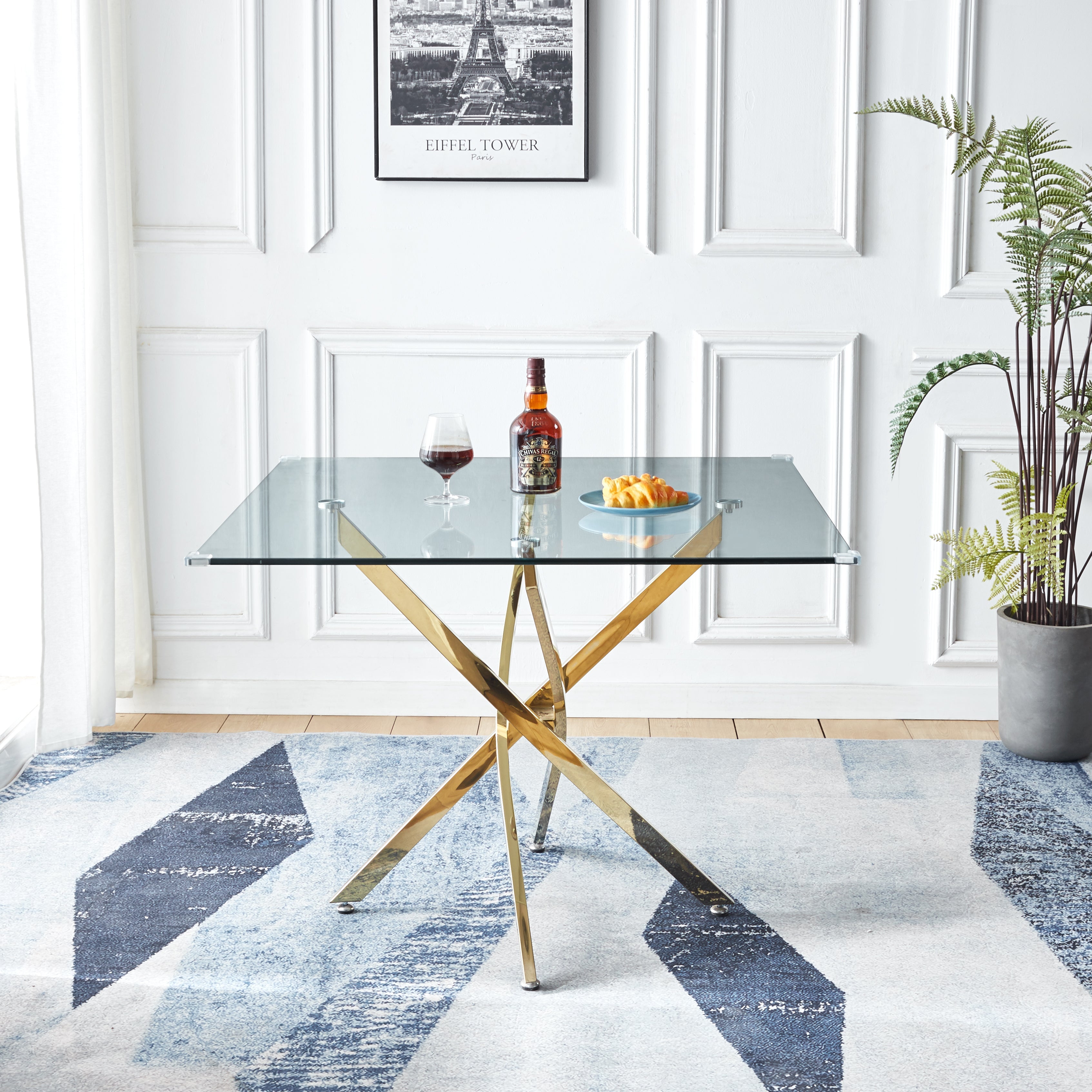 Vereniz Square Dining Table Gold