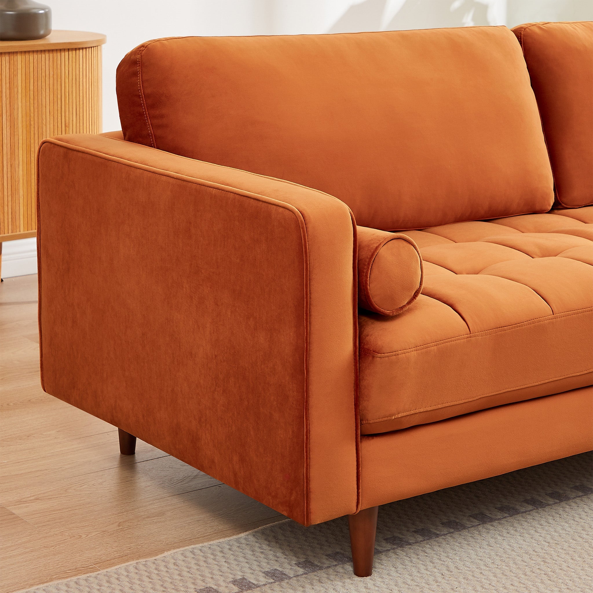 Daphne Modern Sofa Burnt Orange Velvet