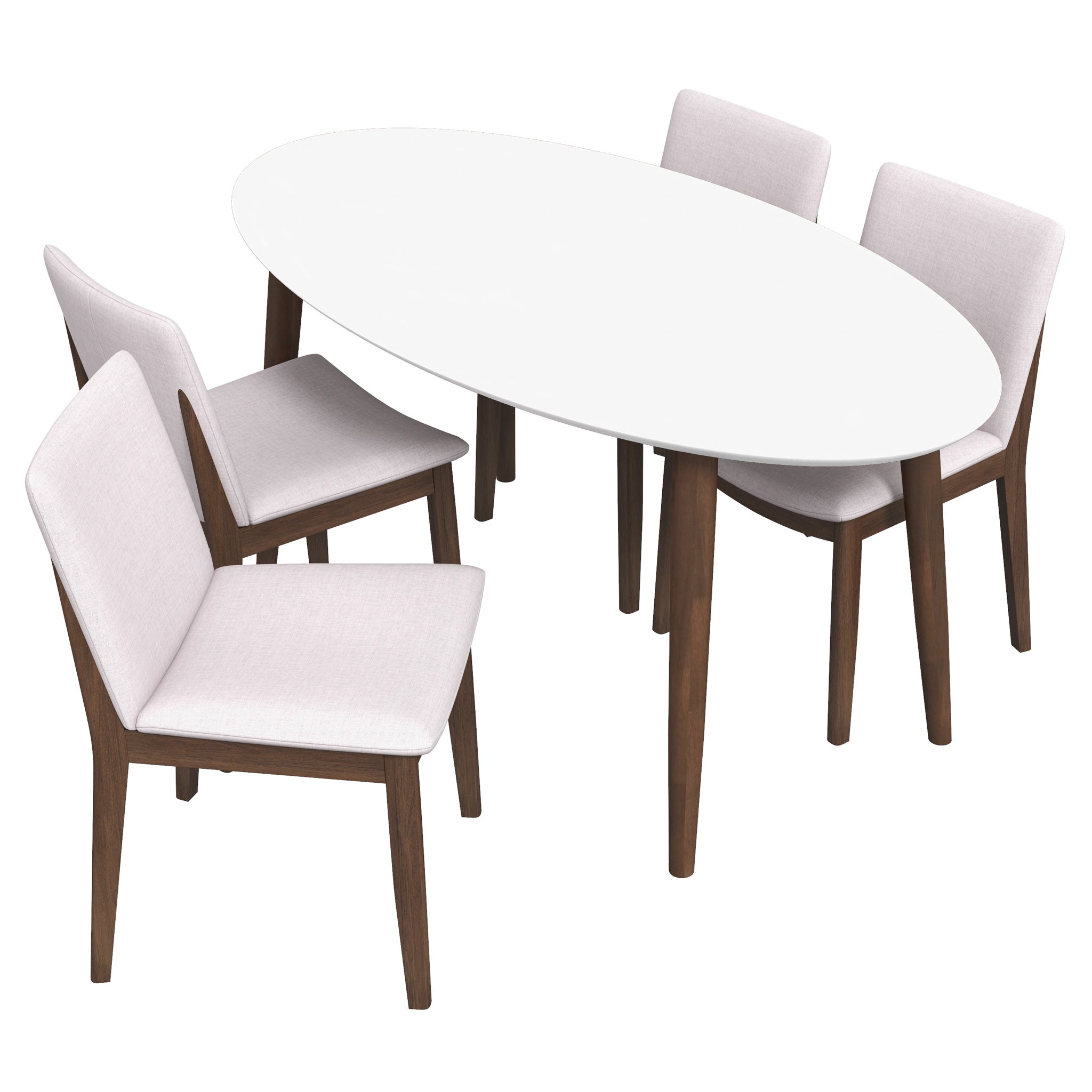 Dining Set, Rixos White Table with 4 Virginia Beige Chairs