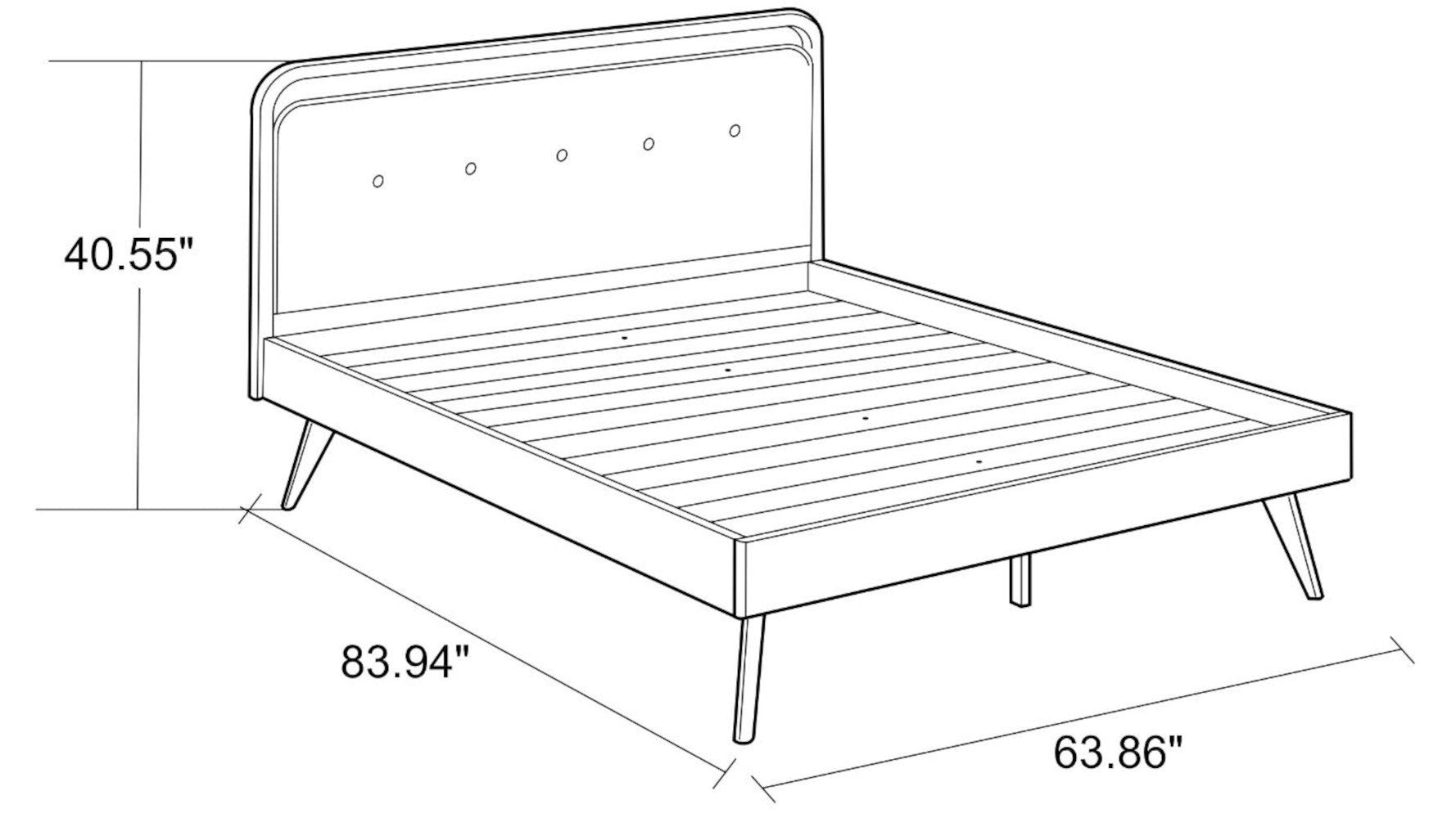 Modern Divani Wood Platform Bed Queen