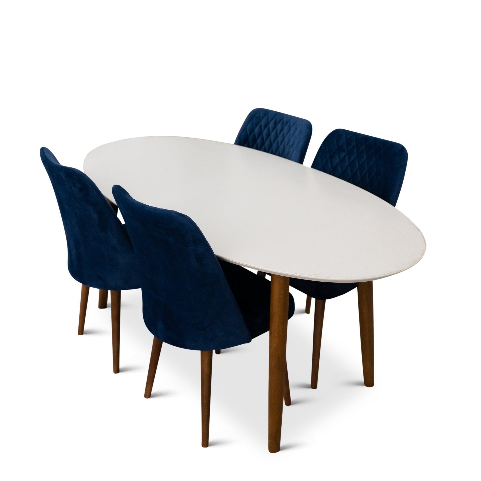 Rixos Dining set with 4 Evette Blue Dining Chairs