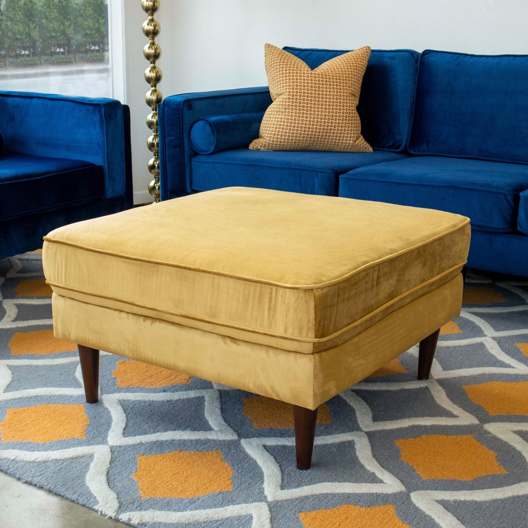 Fordham Gold Velvet Ottoman