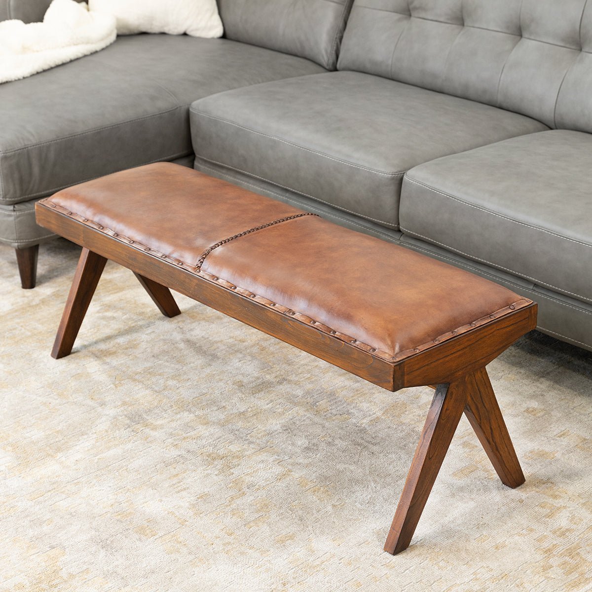 Finley Mindi Leather Bench