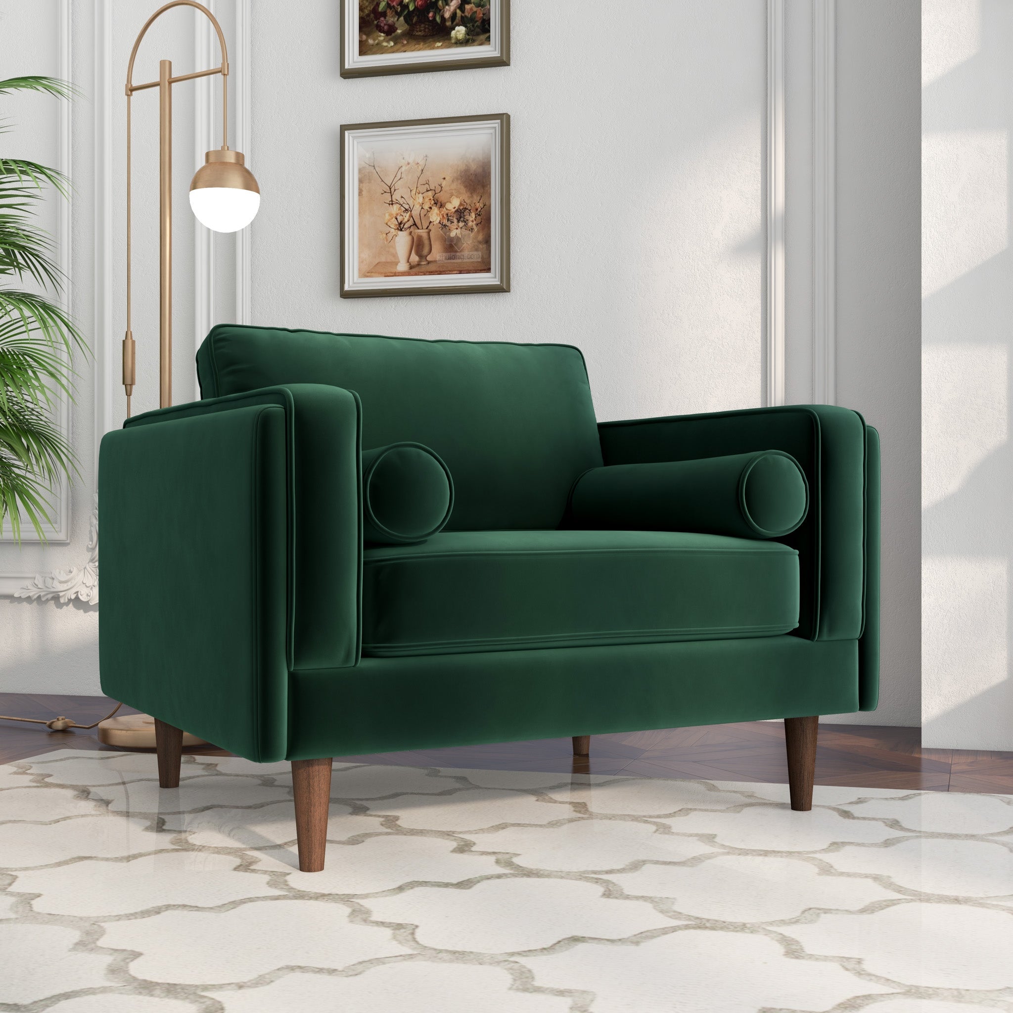 Fordham Lounge Chair Green Velvet